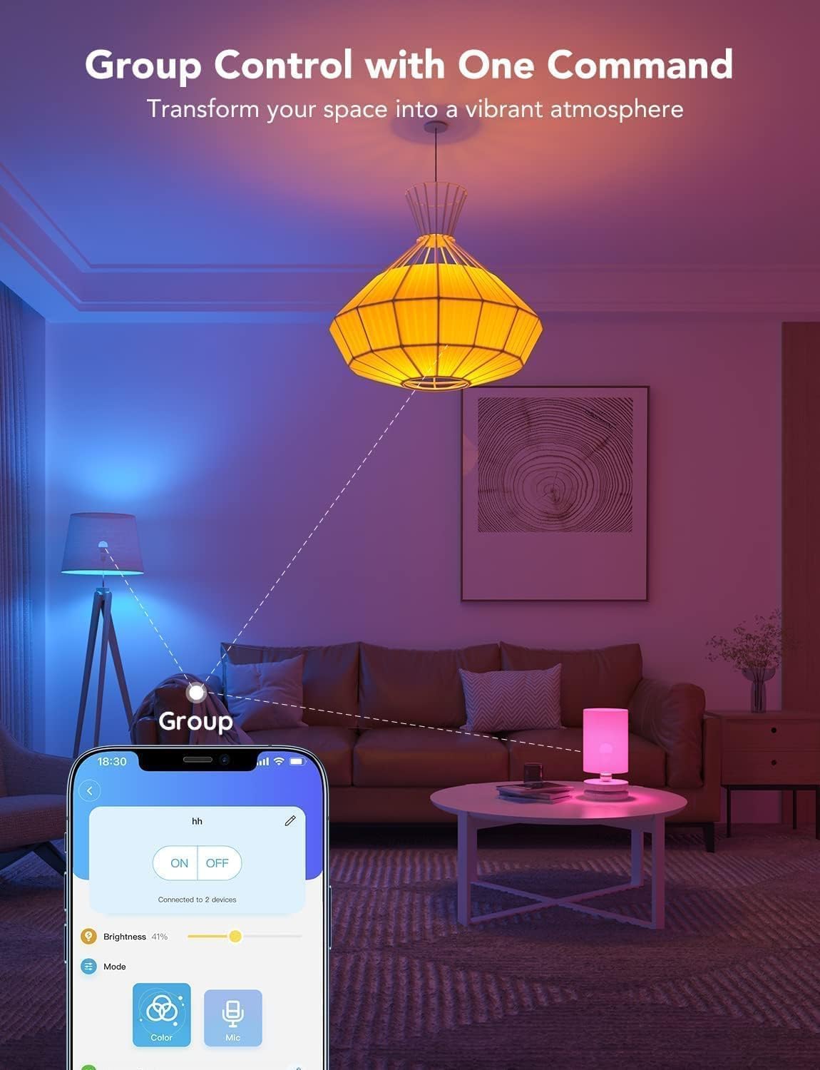 Detalle de Govee RGBWW Smart Bulb B22 (2-Pack) – Matter, Alexa & Google Assistant compatible 9W 800LM