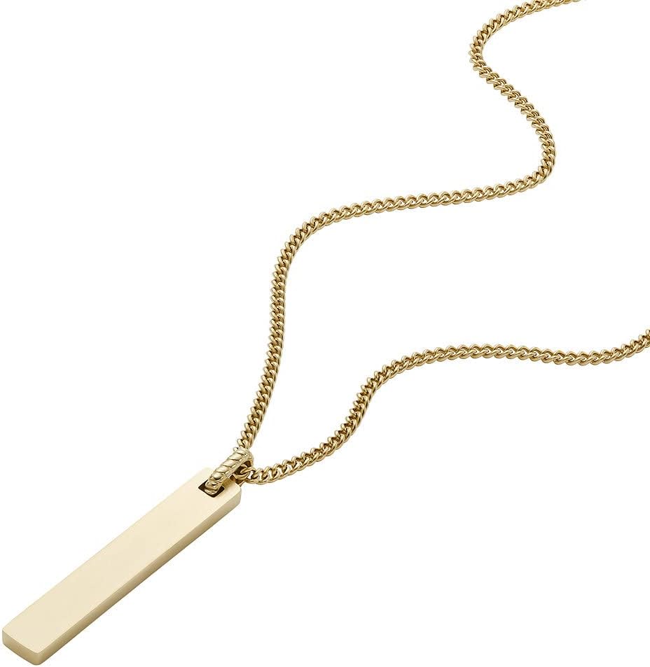 Thumbnail 2 de Fossil Collana da uomo con ciondolo a farfalla in acciaio inox tono oro, chiusura a moschettone
