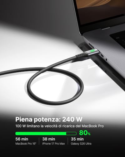 Detalle de INIU Cavo USB-C a USB-C 240 W (confezione da 2) – ricarica ad alta velocità, intrecciato