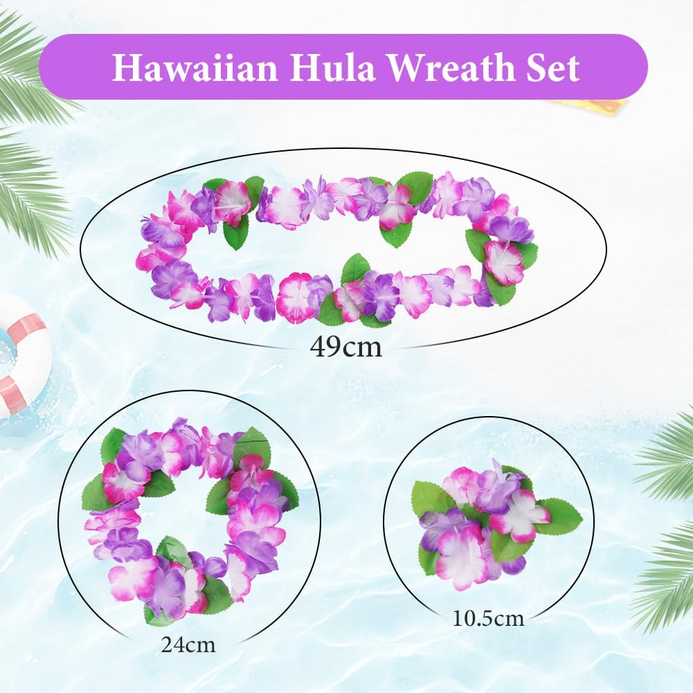 Detalle de Ensemble de Colliers Hawaïens Aomig – Guirlande colorée avec bandeau et bracelets