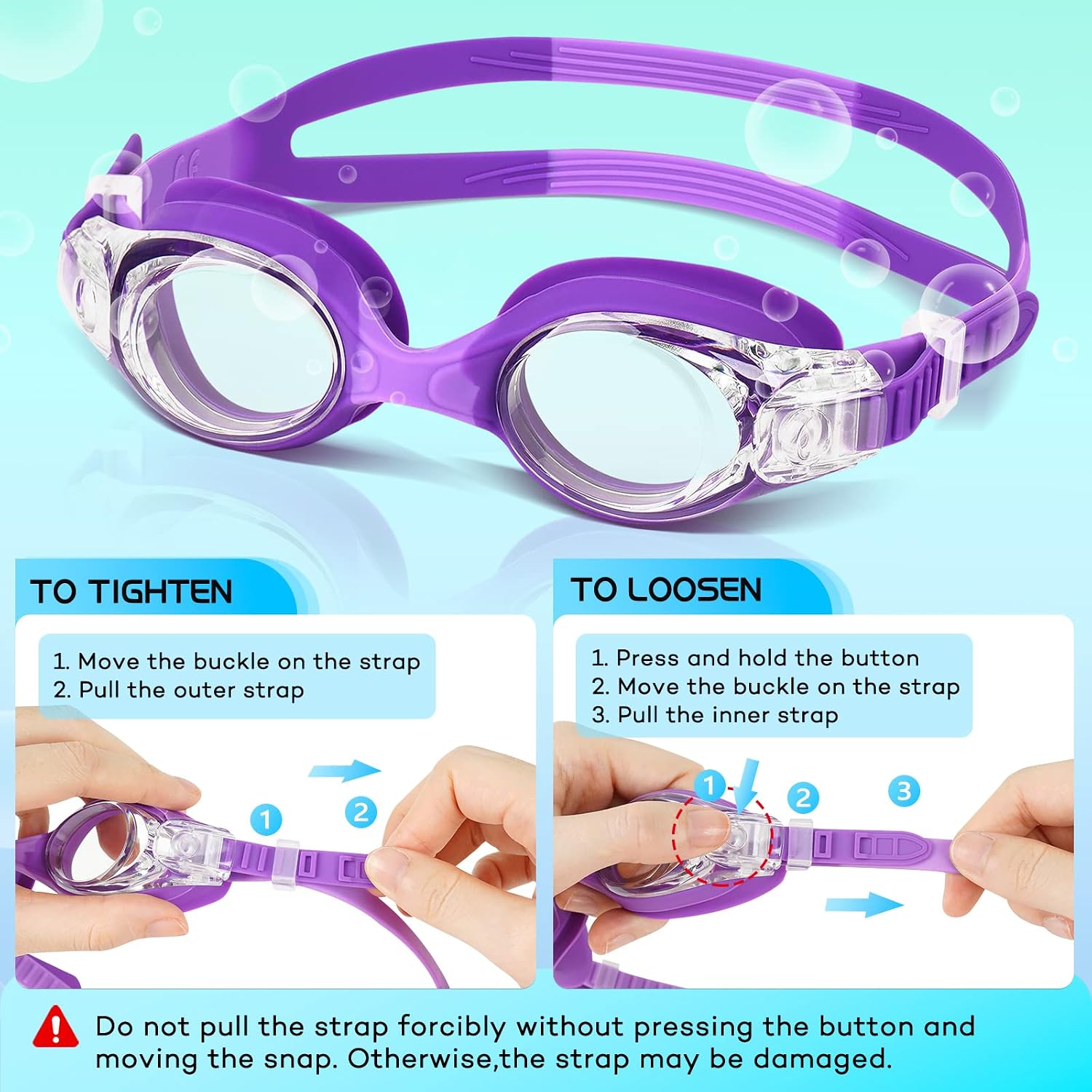 Thumbnail 5 de JATEKA Occhialini Nuoto Bambini Unisex Anti-Appannamento – Set con tappi orecchie e clip nasale, protezione UV e lenti HD