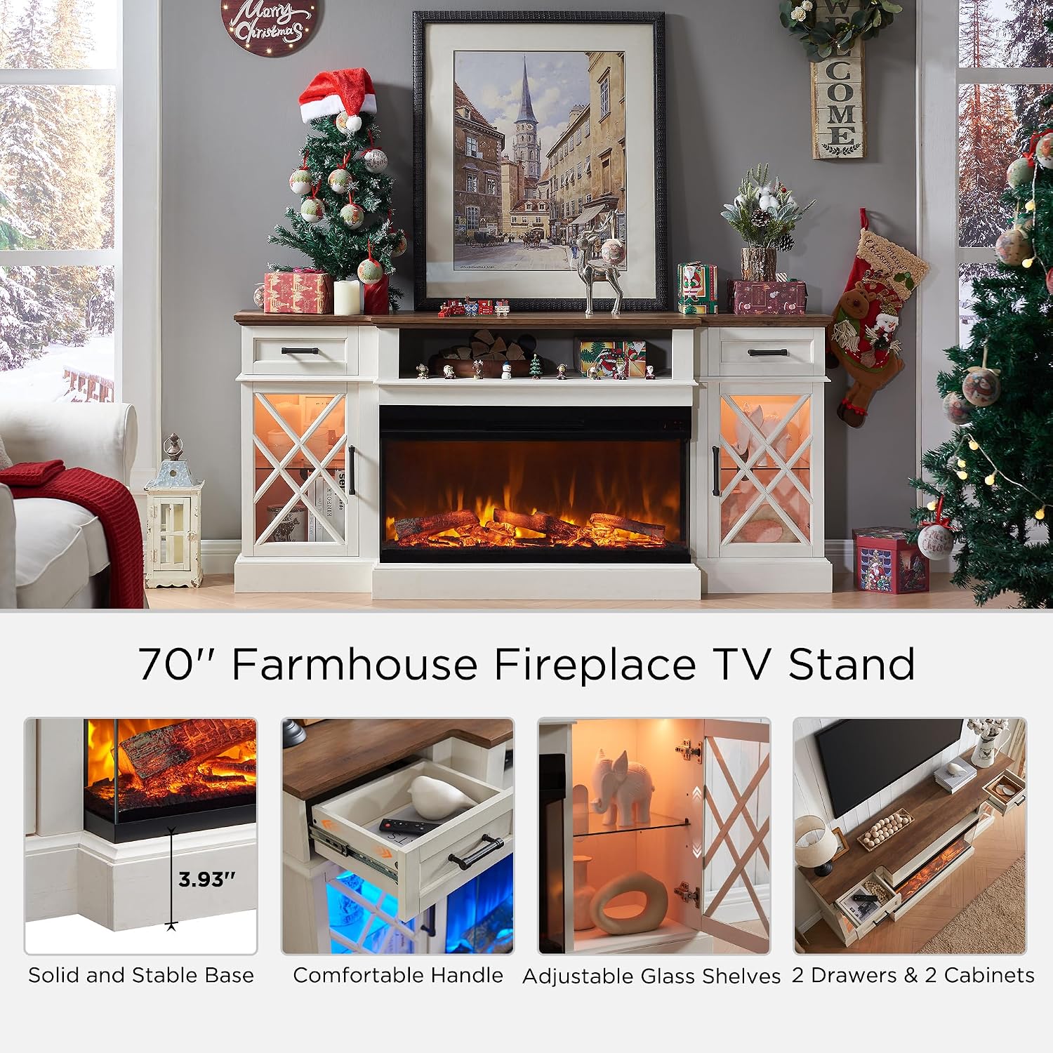 Detalle 2 de OKD Electric Fireplace TV Stand with 36-Inch Fireplace