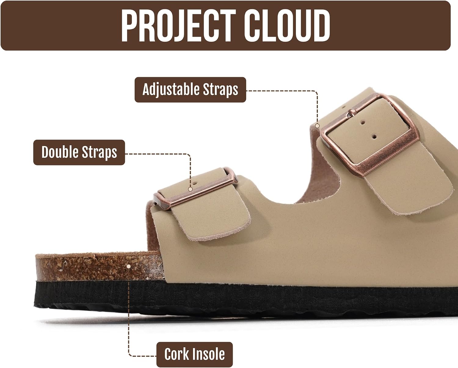Detalle de Project Cloud Sandals: Genuine Leather Flat Sandals for Women