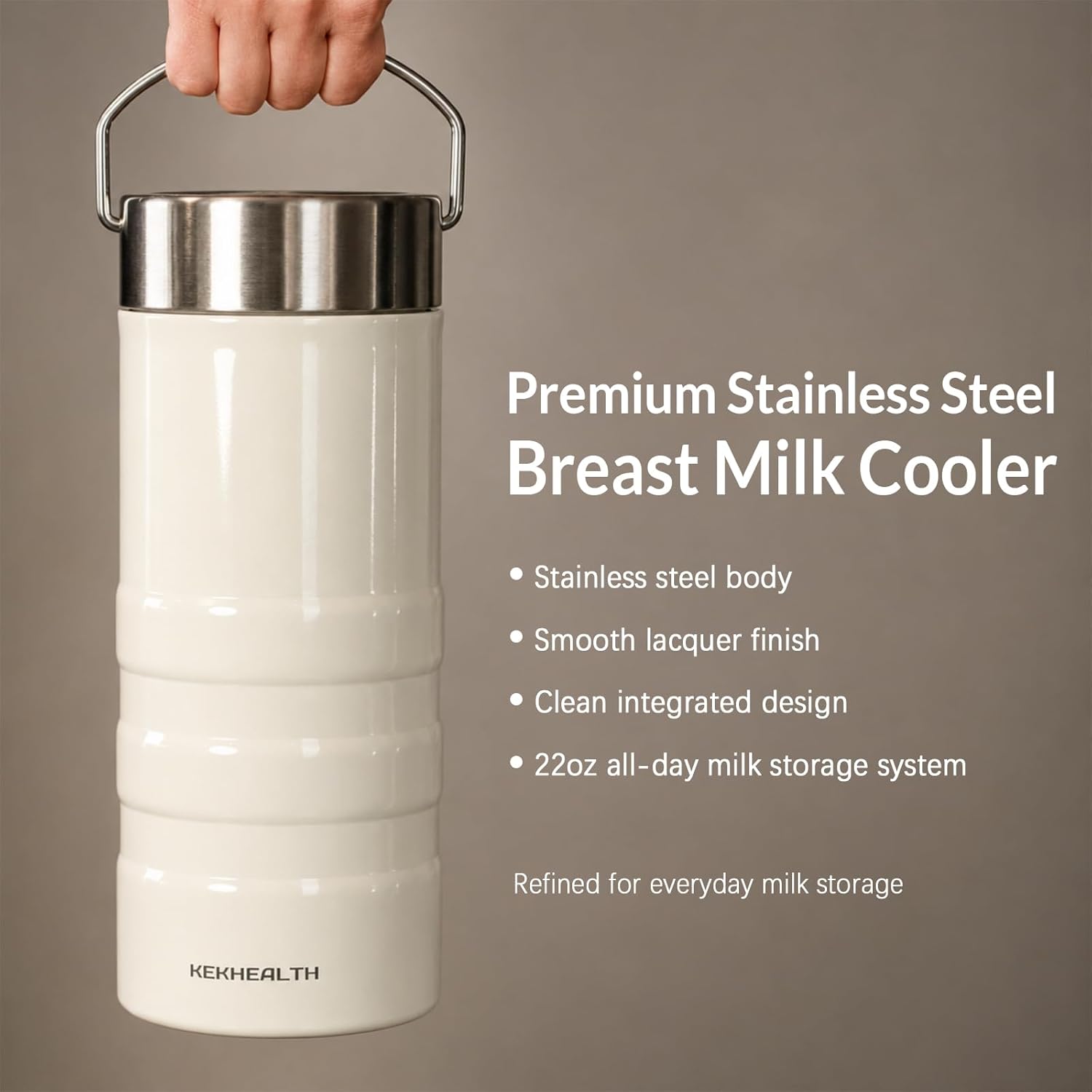 Detalle de KEKHealth Portable Breast Milk Cooler (24-hour cooling) with 650ml capacity and 2 storage bottles