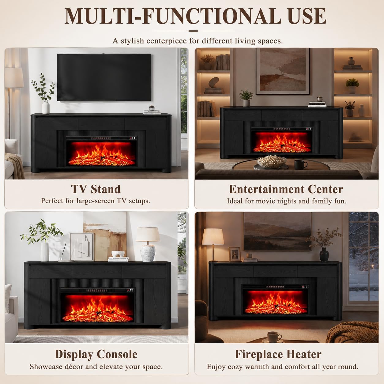 Detalle de Fireplace TV Stand, 70.08-Inch