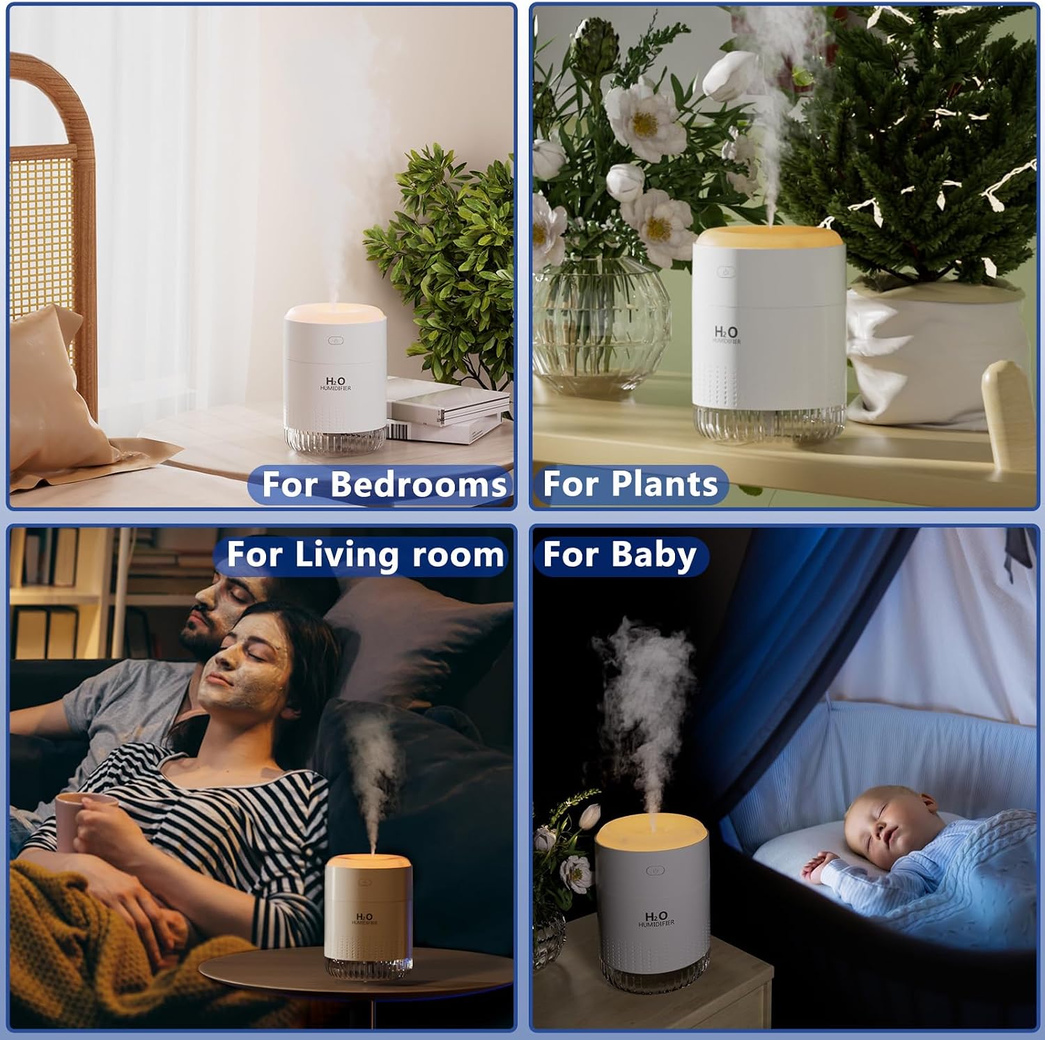 Detalle 2 de SZO Upgraded 500ML Humidifier for Bedroom