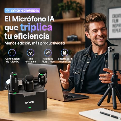 Detalle de SYNCO SMICT Micrófono de Solapa Inalámbrico IA para Android