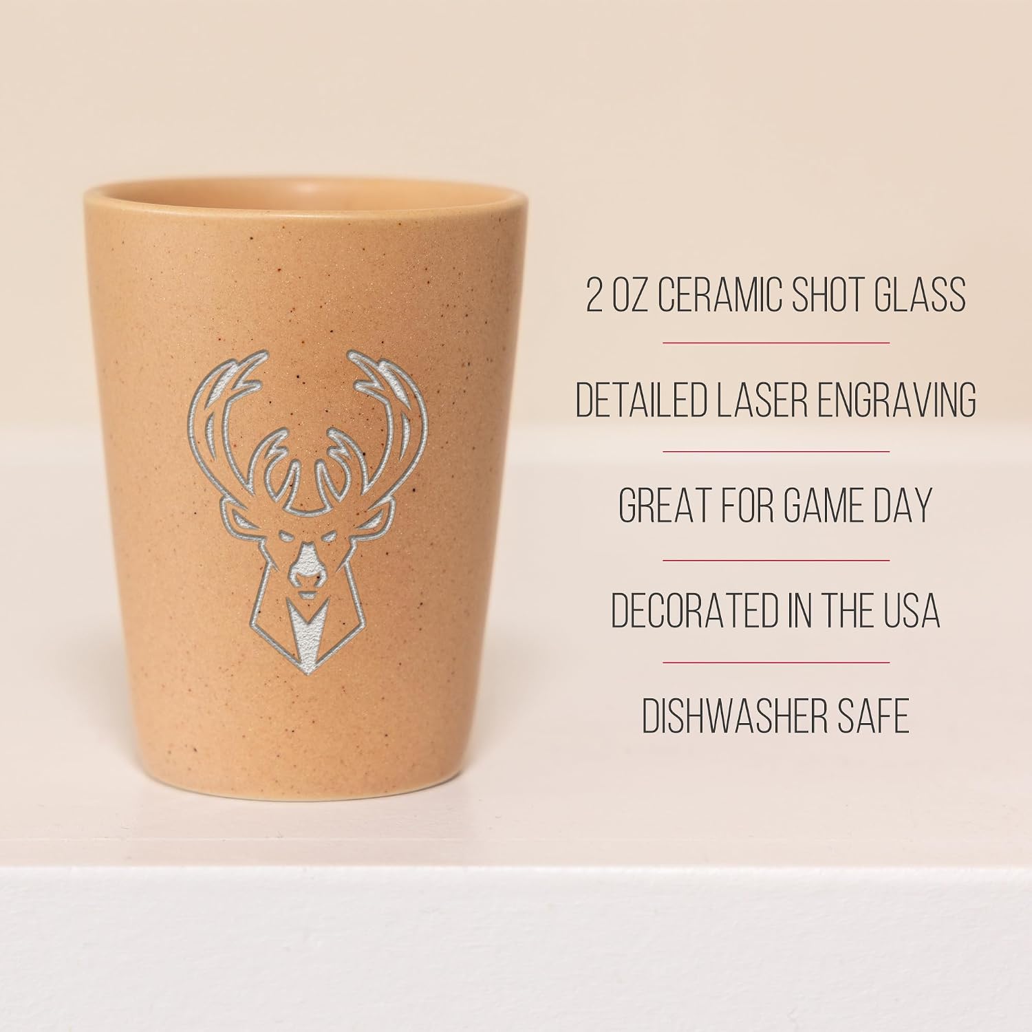 Detalle de Rico Industries NBA Unisex-Adult Modern 2oz Ceramic Shot Glass (Laser Engraved Team Logo)