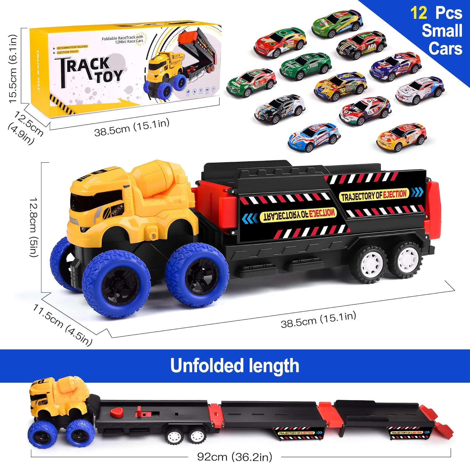 Thumbnail 3 de Havnidy folding construction truck car track set with launch ramp (30-inch track) for ages 3–10