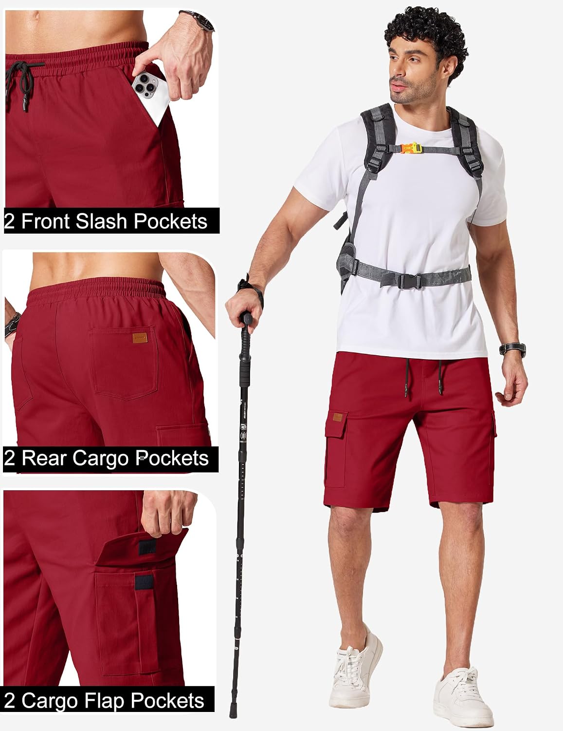 Detalle de COOFANDY Men's Cargo Shorts 10-Inch Inseam