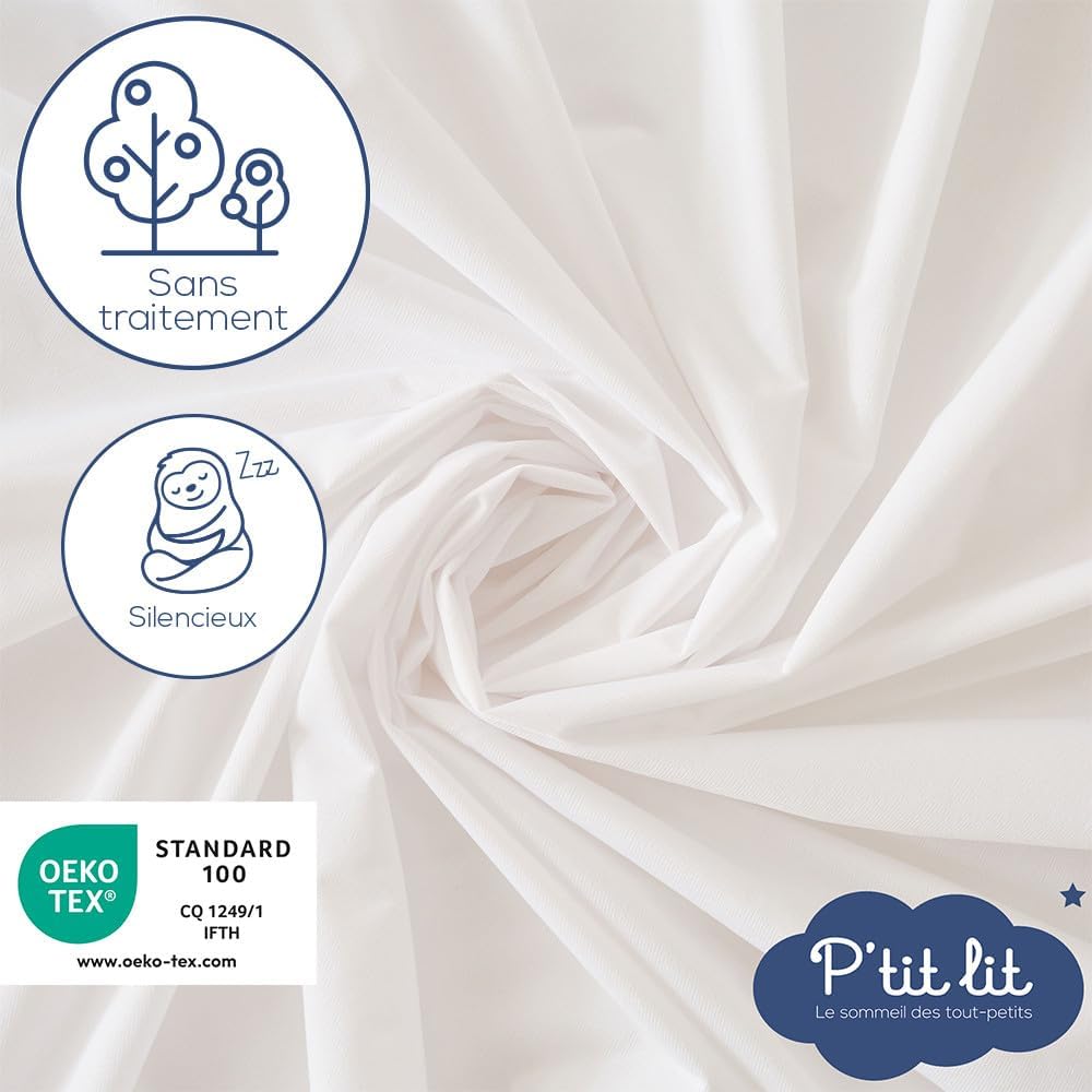 Detalle 2 de P'TIT LIT Protège Matelas CODODO 50x85 cm – Alèse bébé imperméable et silencieuse, lavable à 90°C