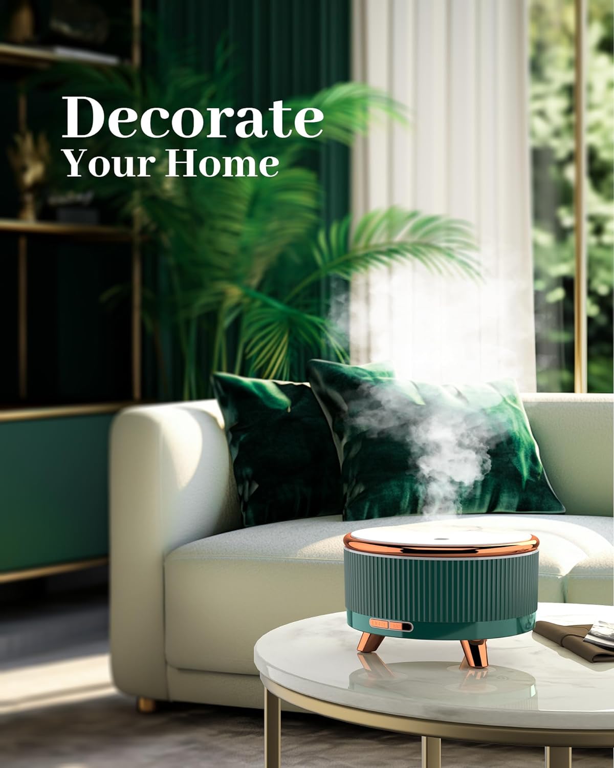 Thumbnail 1 de Essential Oil Diffuser for Home — 500ml Marble Finish, 7-Color LED, 480 ft² Coverage