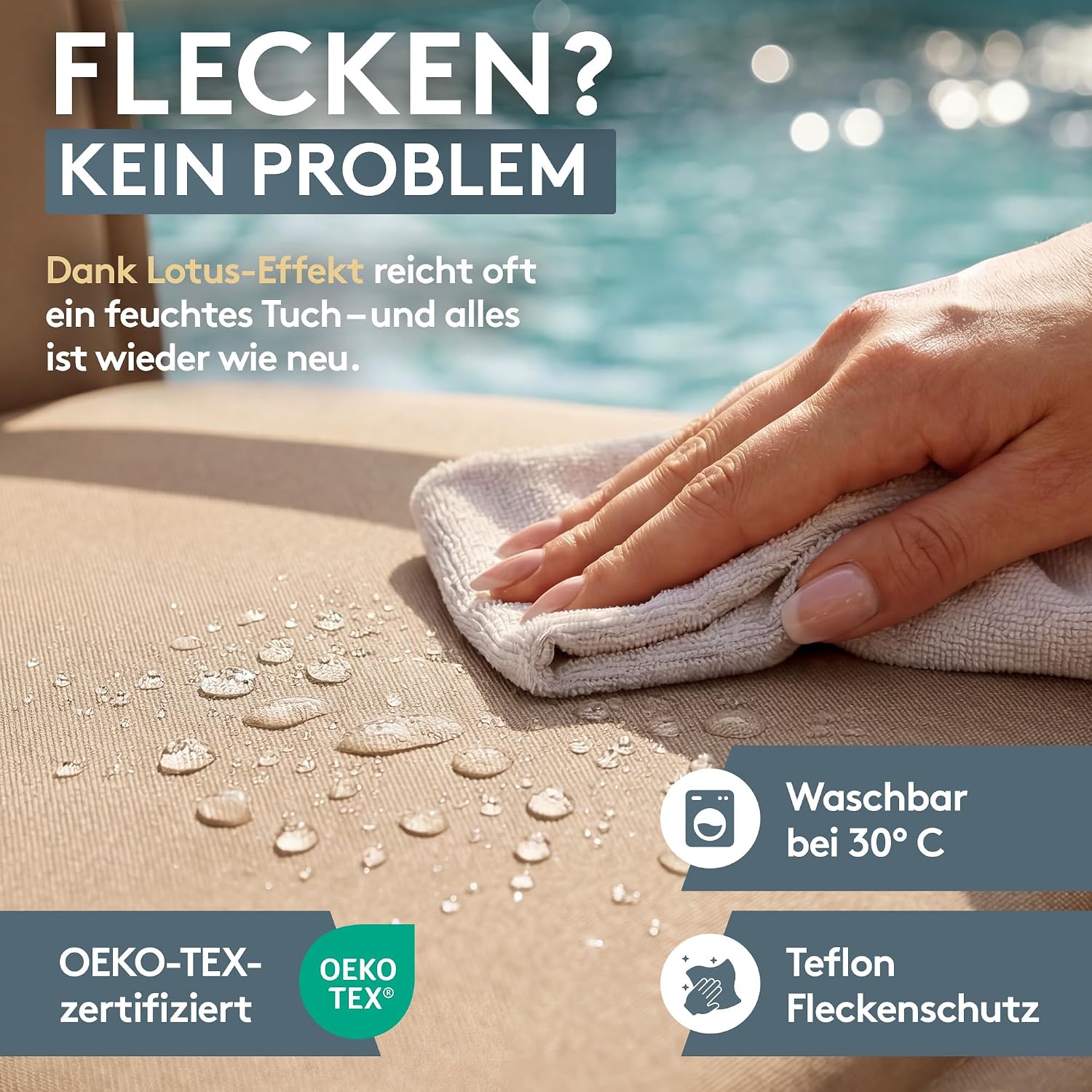 Detalle 2 de LILENO HOME Gartenstuhl Auflagen 4er Set Hochlehner Taupe