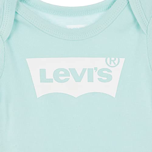 Detalle de Levi's Classic Batwing Hat Bodysuit Bootie Set 3Pcs per neonato 0-24 mesi Bianco/Pastel Turquoise