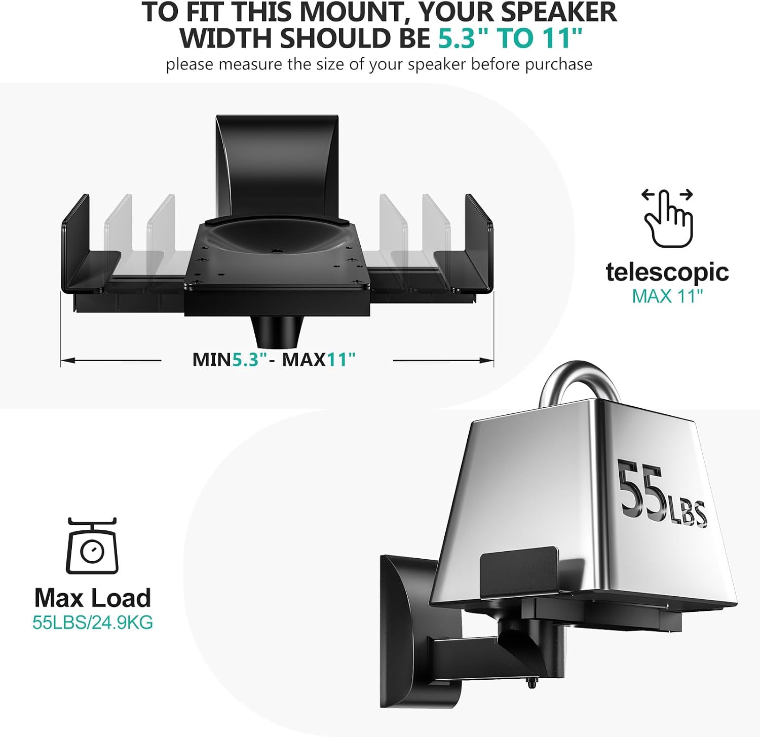 Thumbnail 4 de WALI SWM201 Speaker Wall Mount 55 lbs