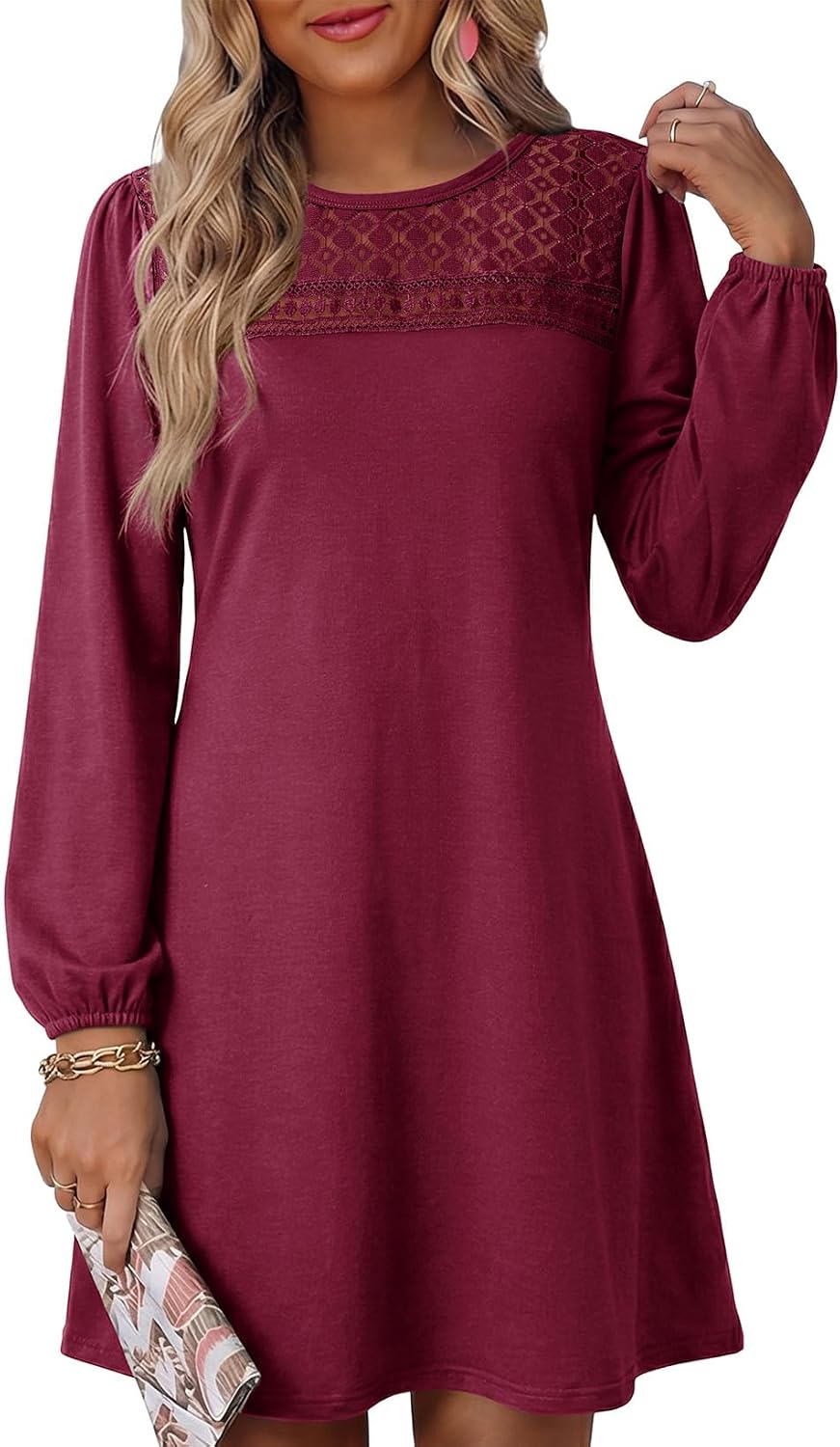 Detalle de Dokotoo Women's A-Line Dress with Crewneck