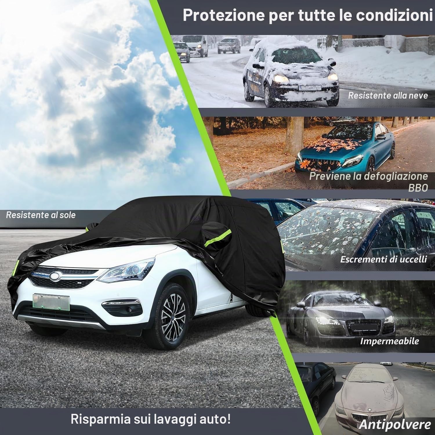 Detalle de Sailnovo Telo Copriauto SUV Impermeabile 7 Strati, Misura Universale fino a 460 cm
