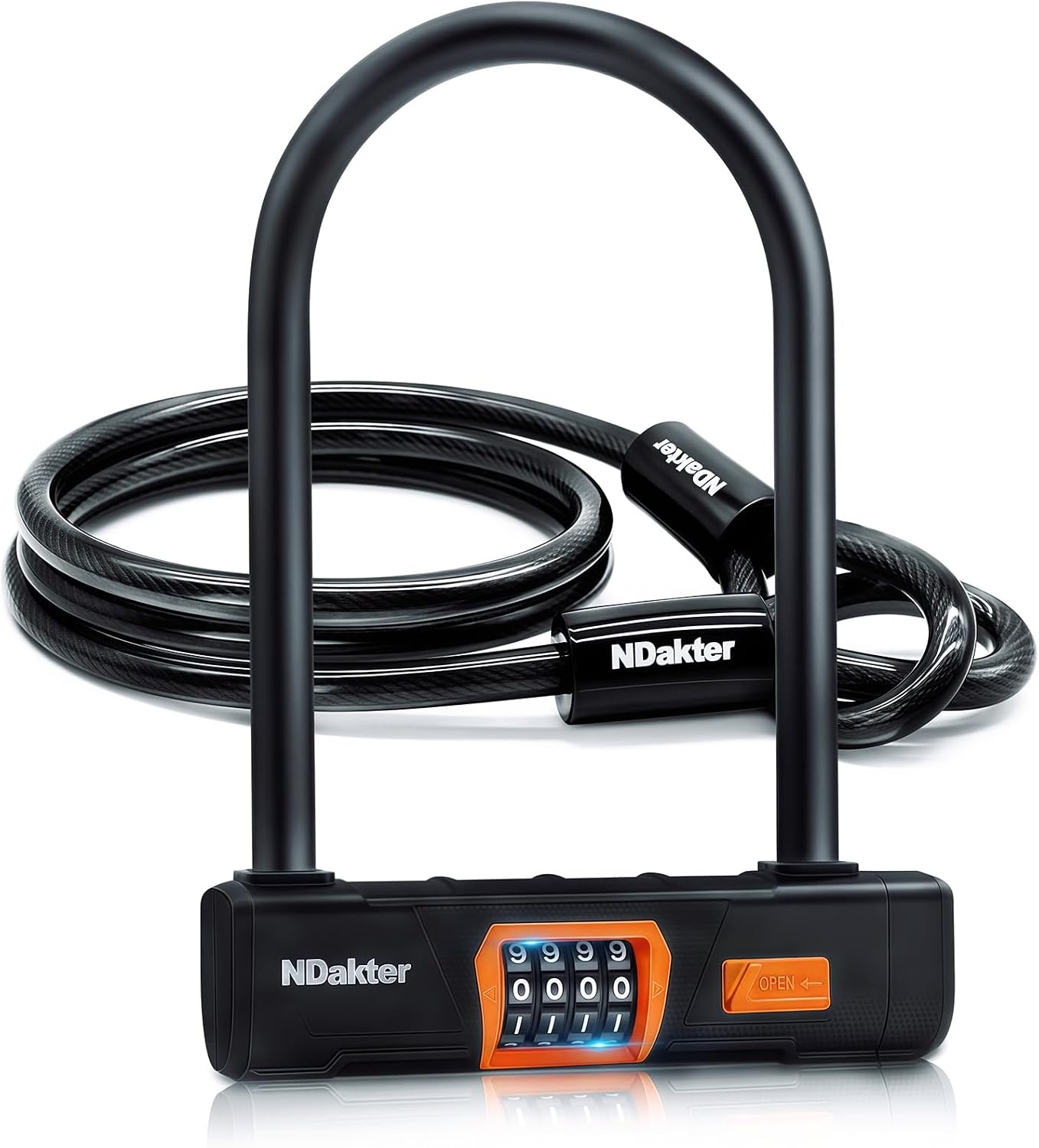 NDakter Bike Lock 1.2m cable combo