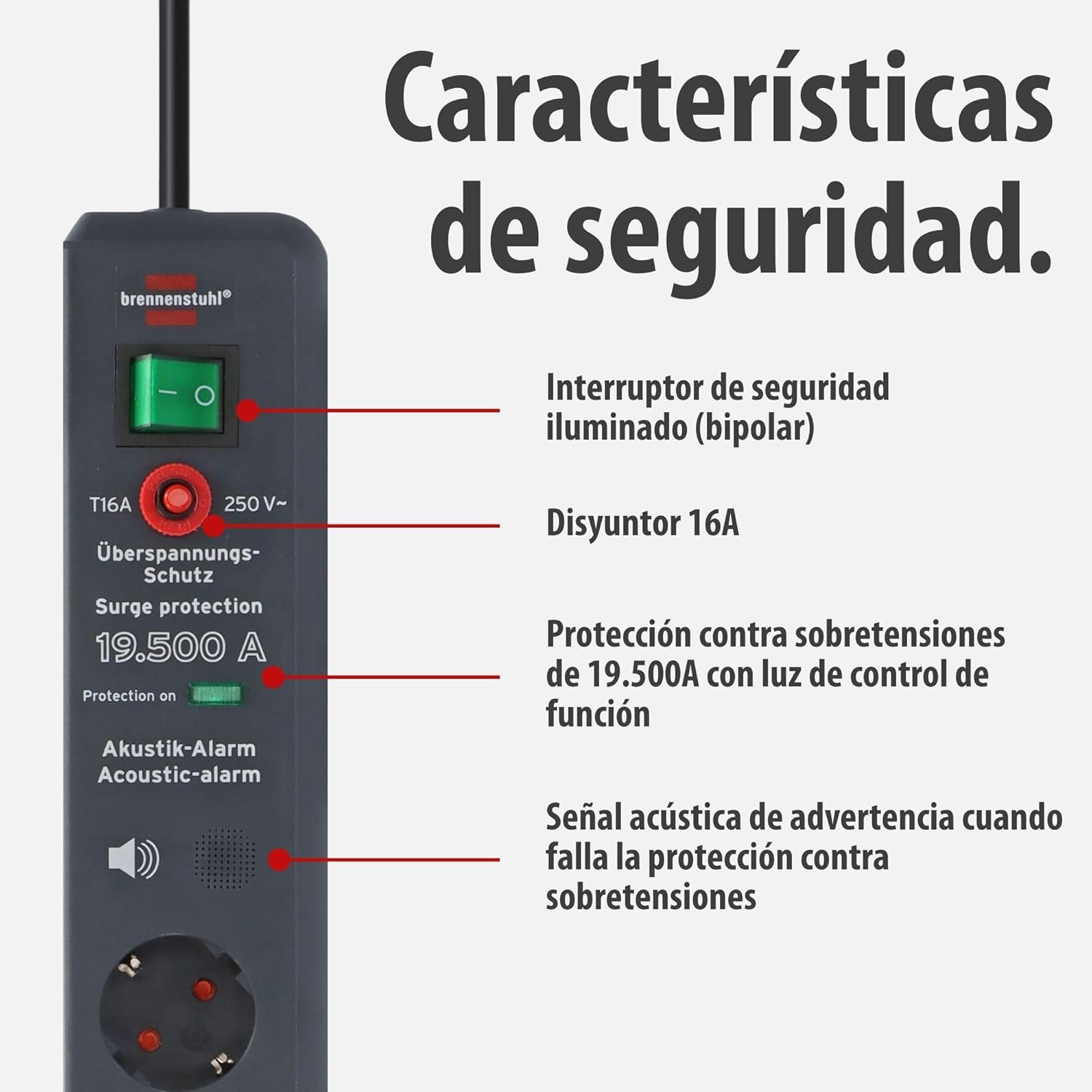 Thumbnail 2 de Brennenstuhl Secure-Tec regleta 6 tomas 3 m