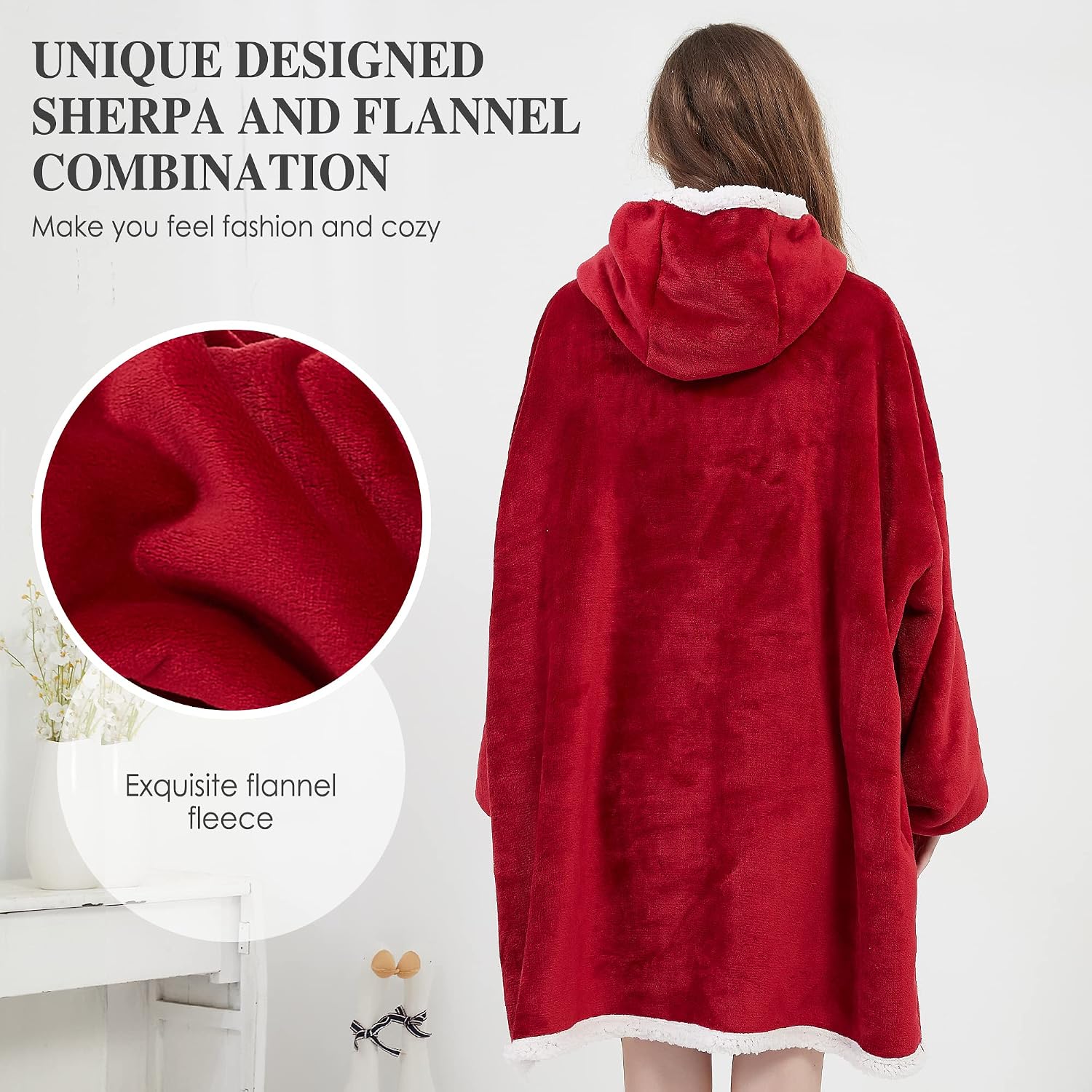 Thumbnail 3 de Viviland sudadera manta extragrande roja con capucha
