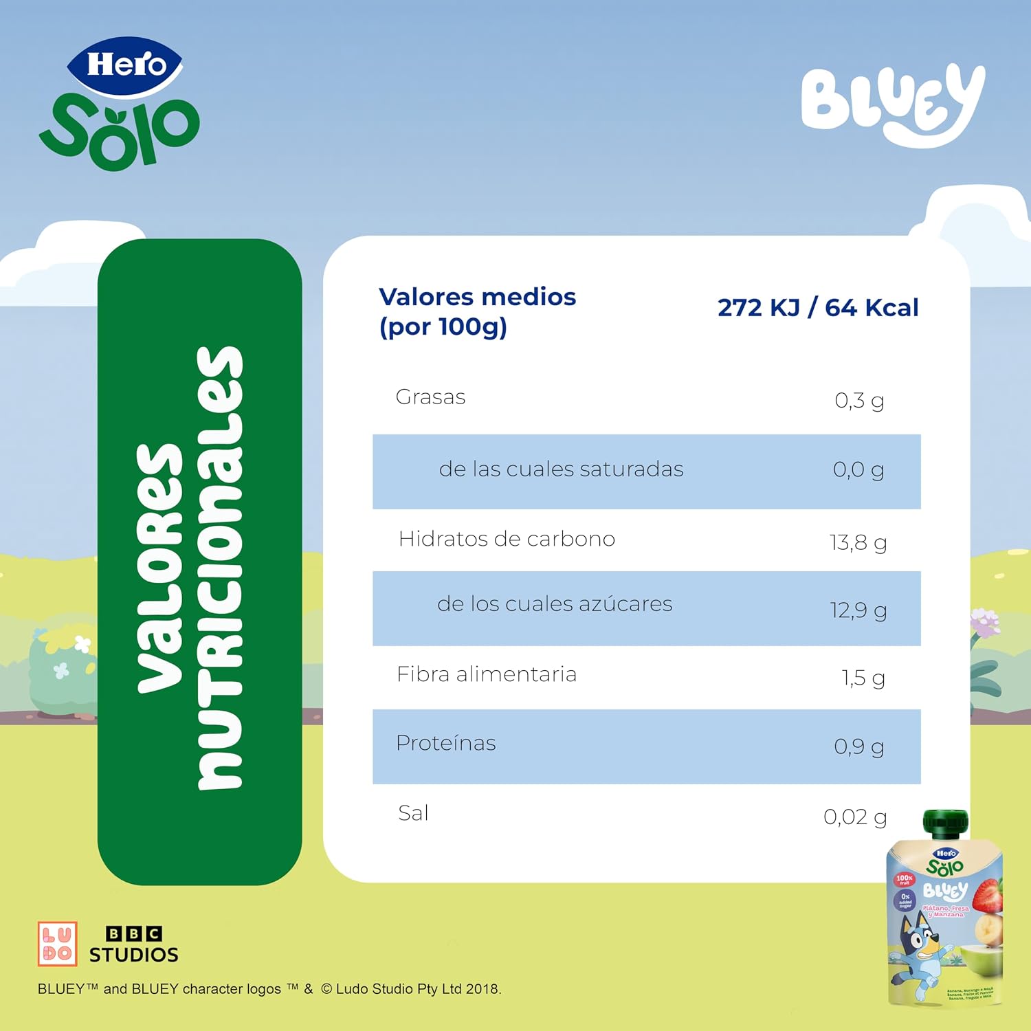 Hero - Bolsitas Frutas Plátano, Fresa y Manzana 🍓 18 Pack