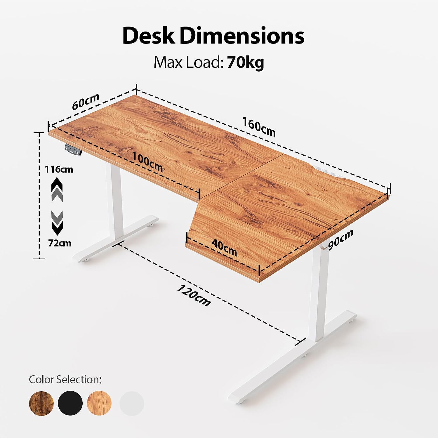 Thumbnail 1 de Agilestic L-Shaped Electric Standing Desk with 2 Memory Heights (160x90cm) - Home Office Ergonomics