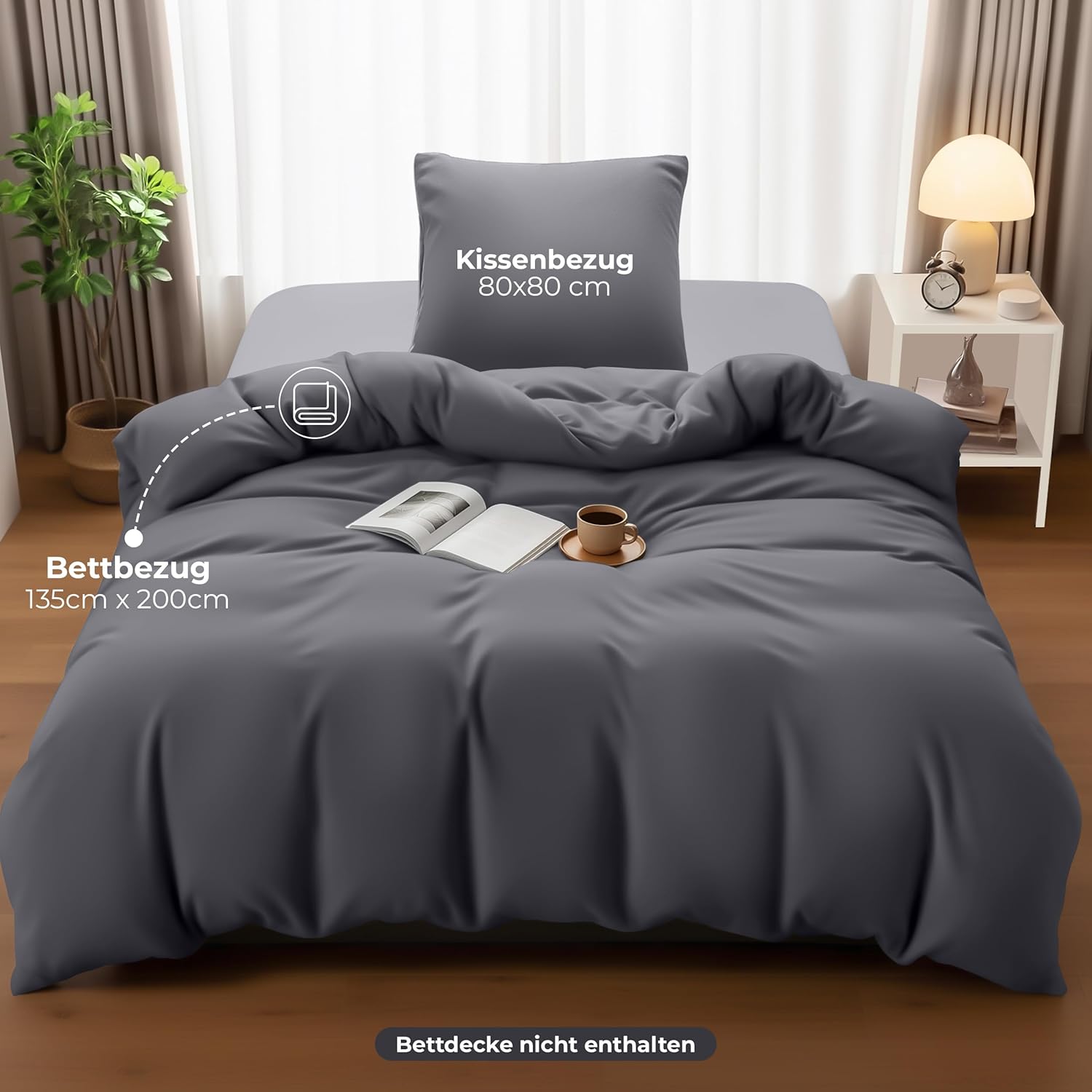 Thumbnail 3 de Utopia Bedding Mikrofaser Bettwäsche 135x200 Grau