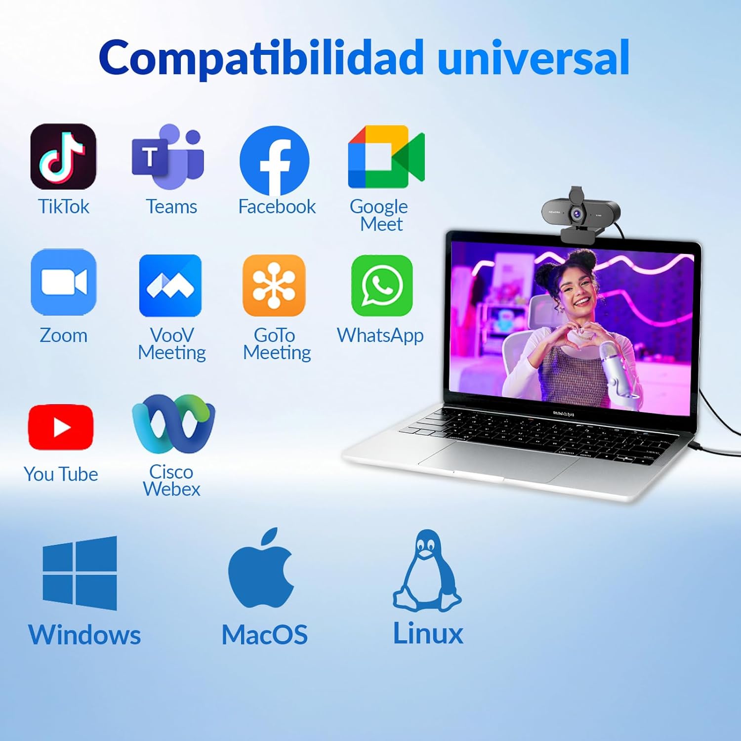 Thumbnail 8 de NEWORK Cámara Web 4K UHD con Micrófonos Duos y Privacidad 🎥