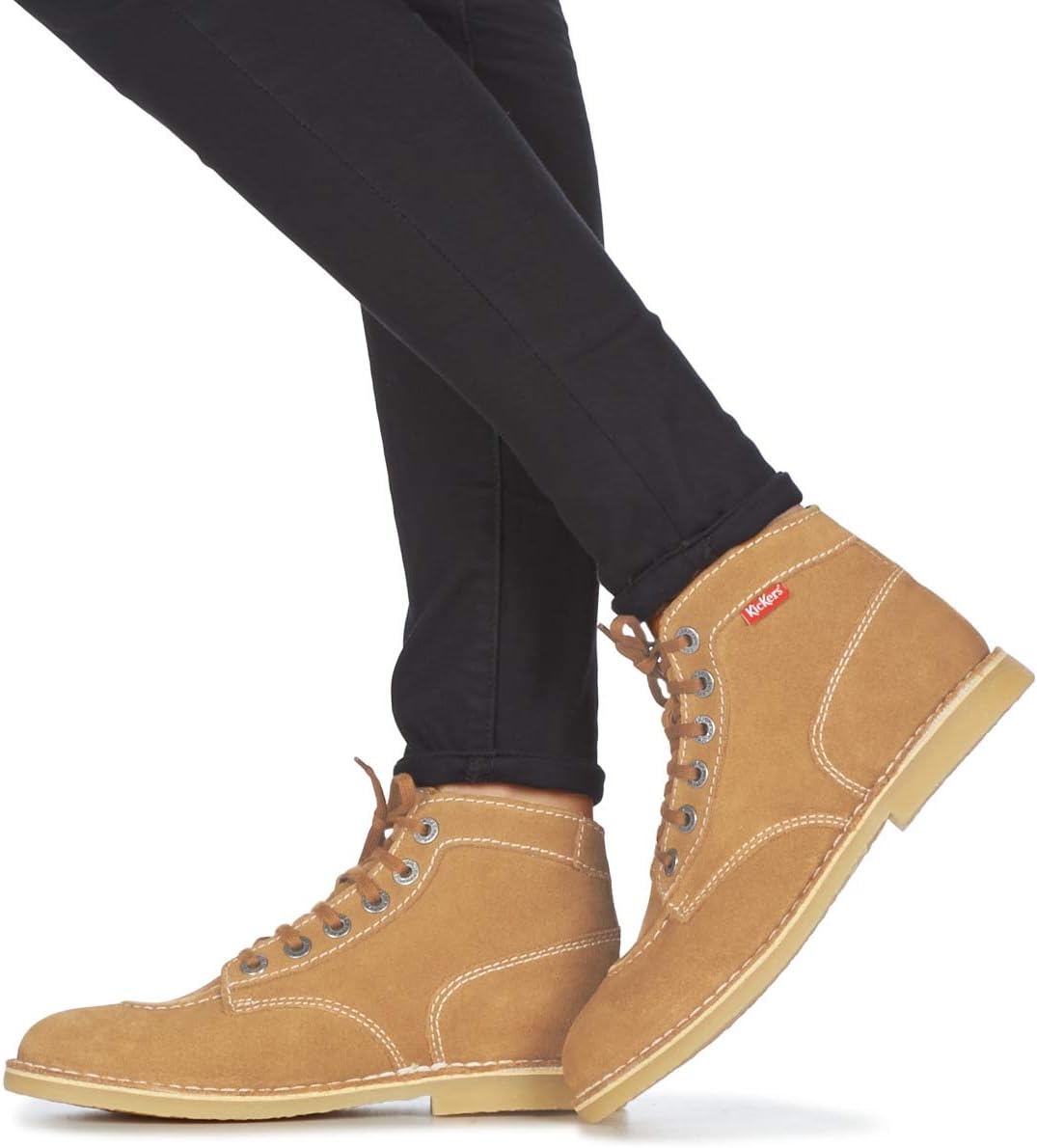 Detalle de Kickers Orilegend Stiefelletten/Damen Boots Camel – Leder, textilgefüttert