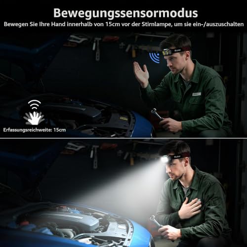 Detalle 2 de Blukar 2026 Gen 2 Stirnlampe LED Aufladbar – Superhell, dimmbar und vielseitig