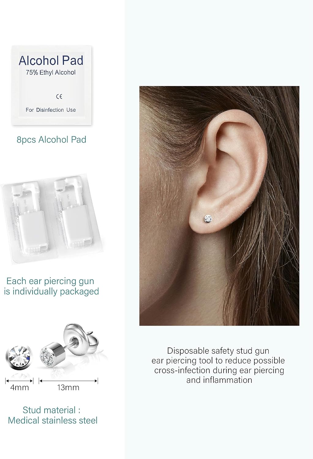 Detalle 2 de Yiorxu 8pcs Ear Piercing Gun 8pcs