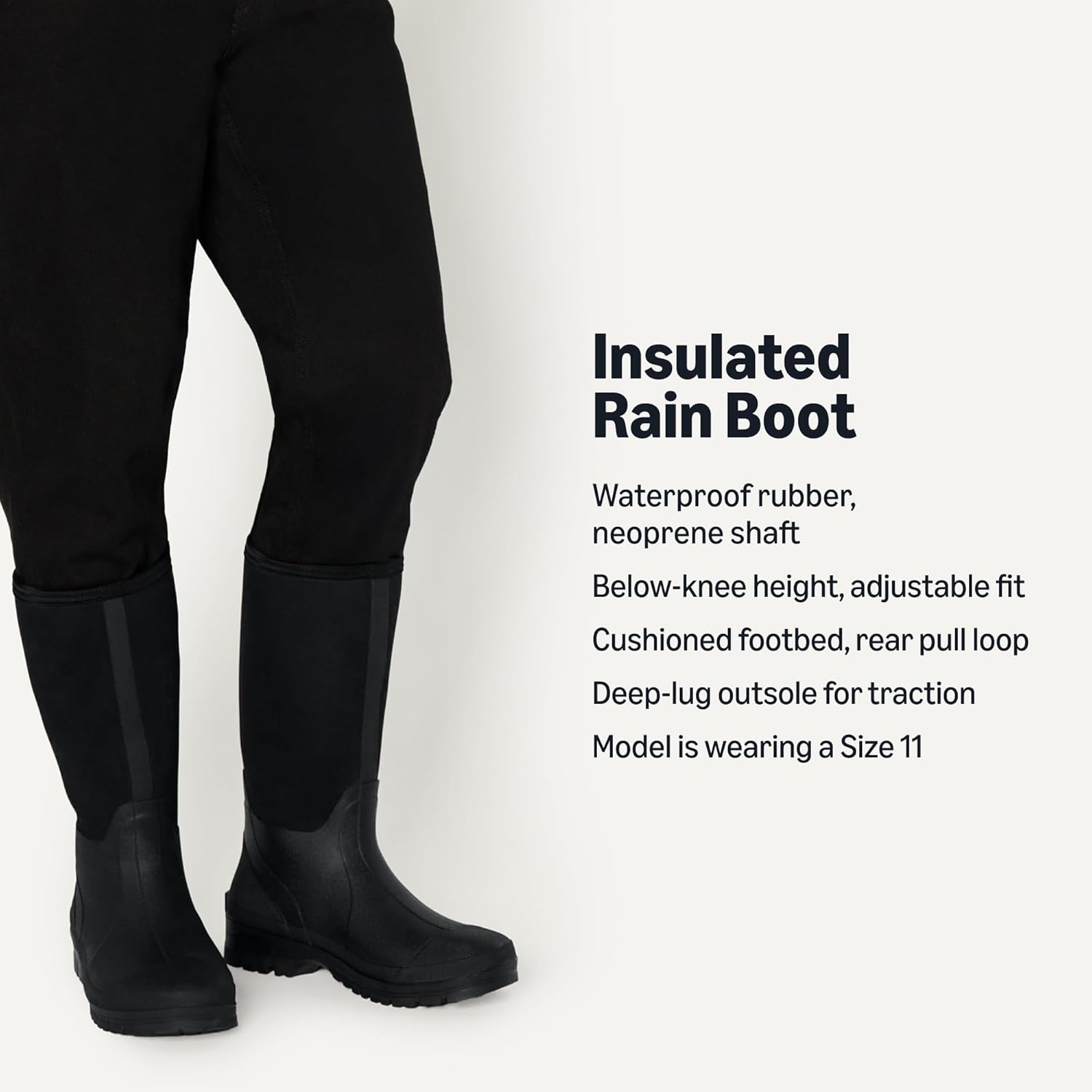 Detalle de Amazon Essentials Men's Waterproof Neoprene Rubber Rain Boot