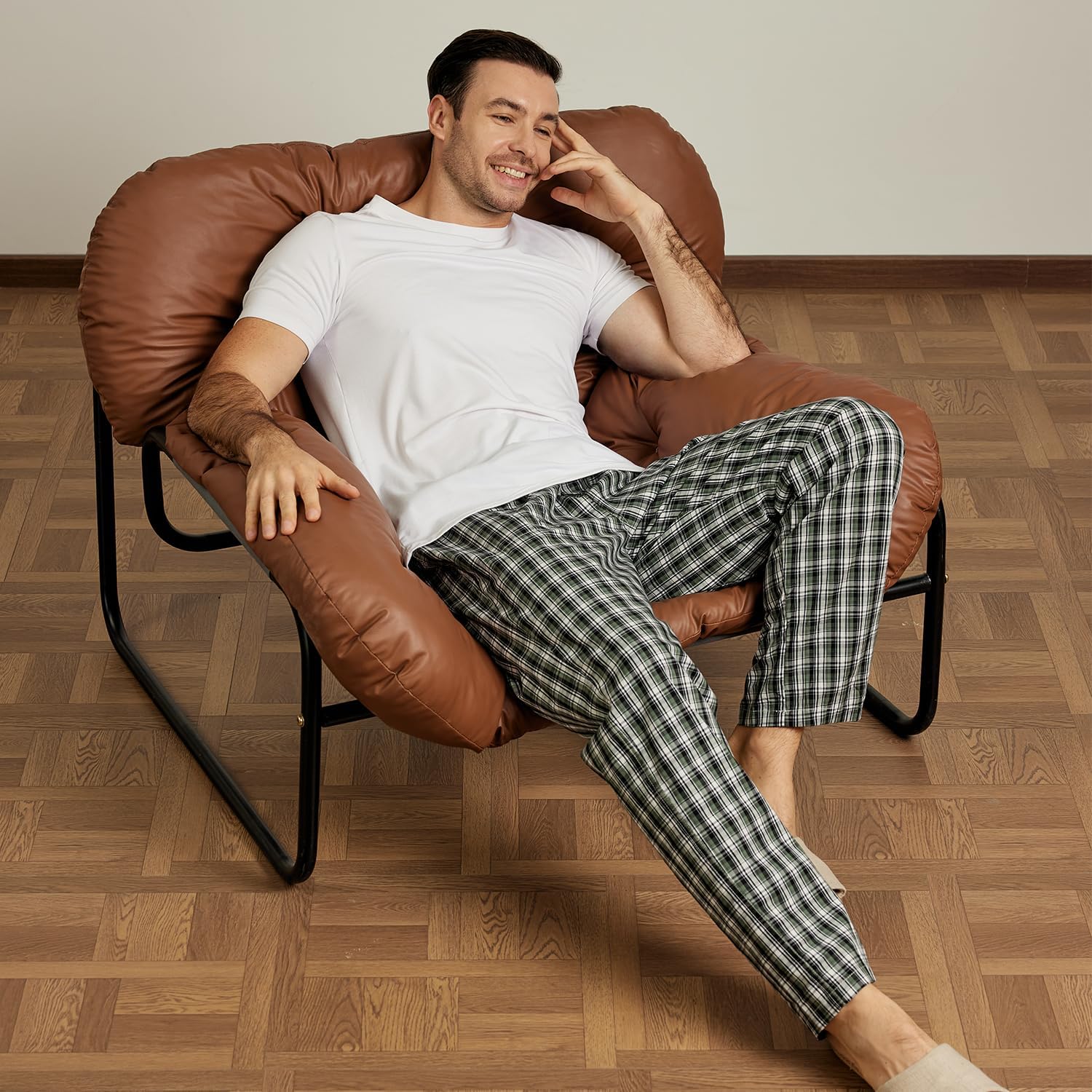 Detalle de MoFiz ZHMF3T604 Men's Cotton Plaid Pajama Pants, Lightweight 3-Pack