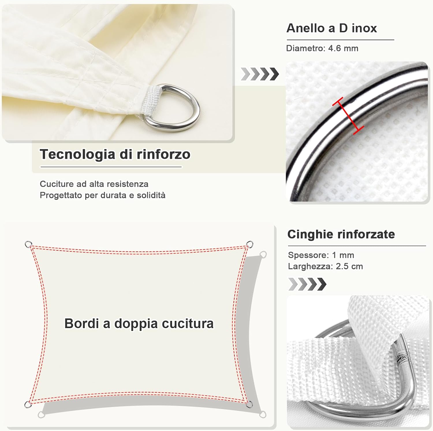 Thumbnail 1 de HENG FENG Tenda a Vela Impermeabile Rettangolare 3x4 m in tessuto beige con protezione UV per esterno