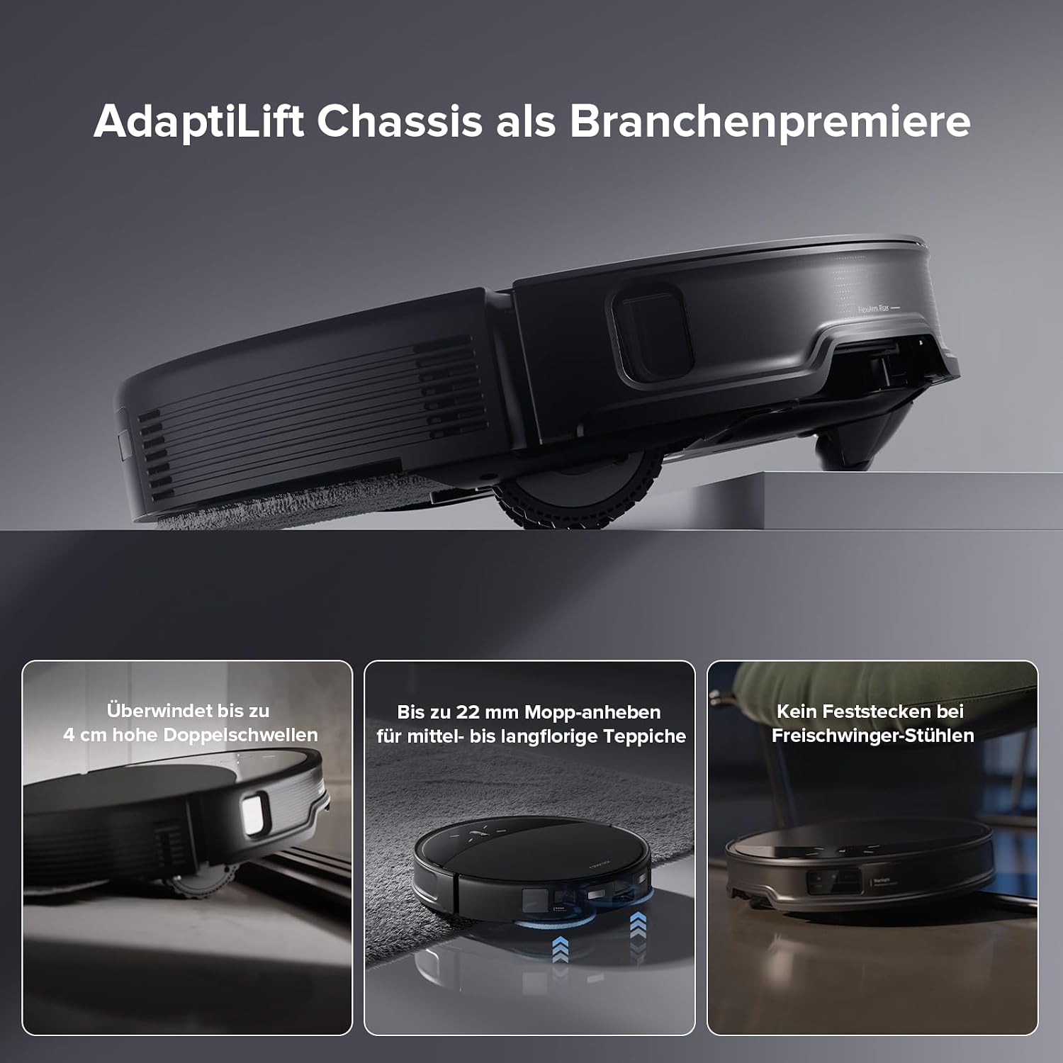 Detalle de roborock Saros 10R Saugroboter mit Wischfunktion – ultra flach, autonomes Reinigungs-System und Smart Docking