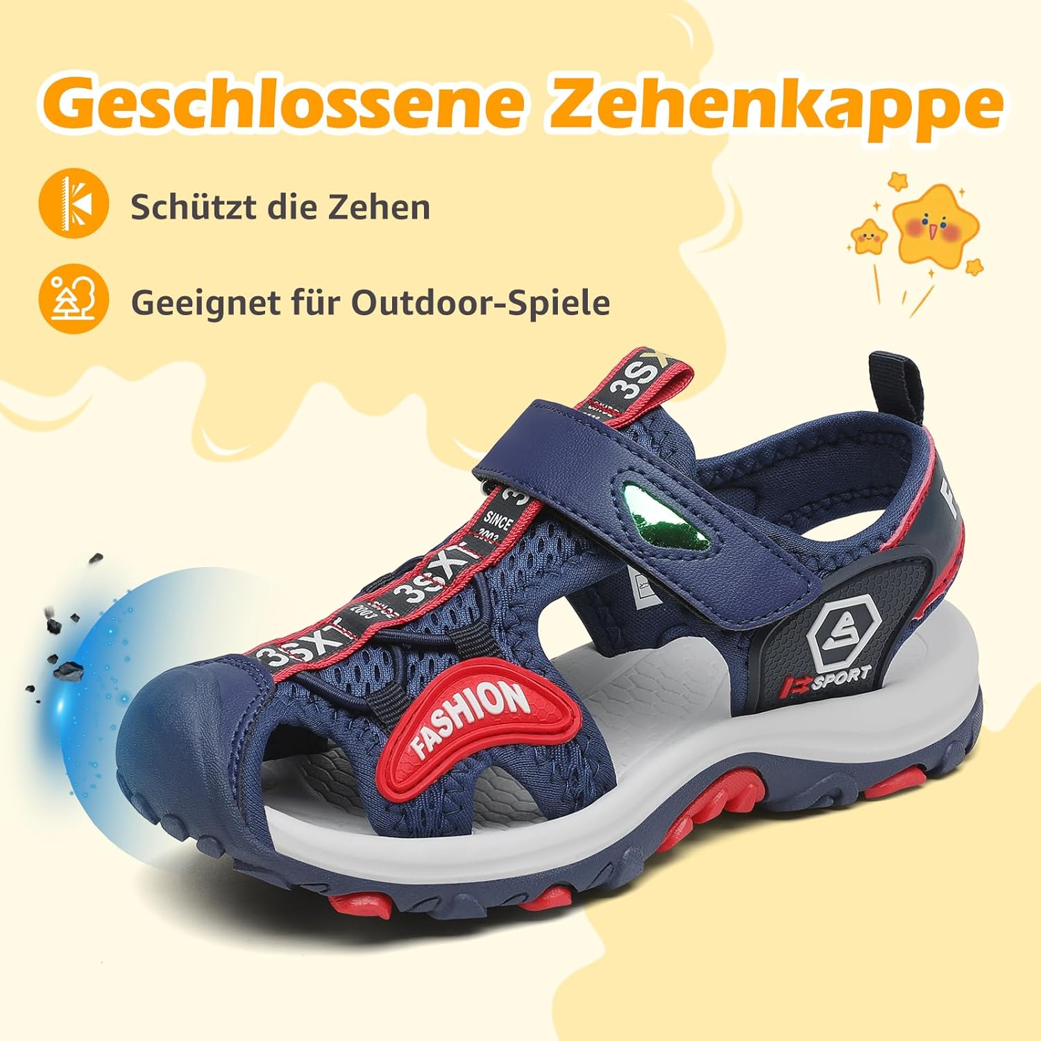 Detalle de Mishansha Sandalen Mädchen Sommer Geschlossene Sandalen – Atmungsaktiv, Leicht + Sicher
