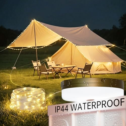 Thumbnail 1 de Giliwosy Camping Lichterkette 10 m – Aufrollbar, 8 Modi, 2600 mAh Akku, Timer, IP44/IP65, USB-Aufladung