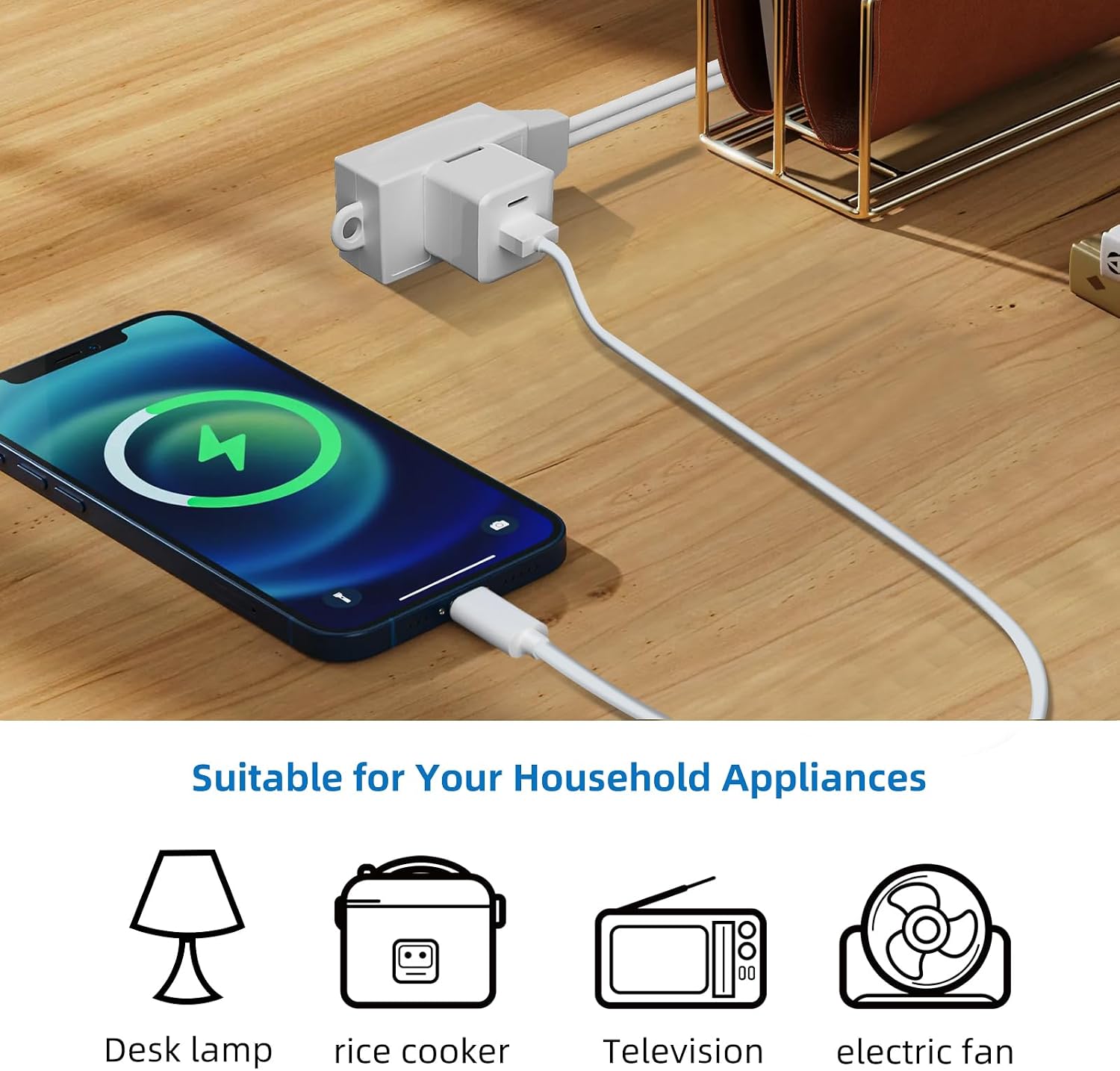 Thumbnail 4 de Tiffcofio MH-1013-12 Indoor Extension Cord, 12 ft, 3 Polarized Outlets