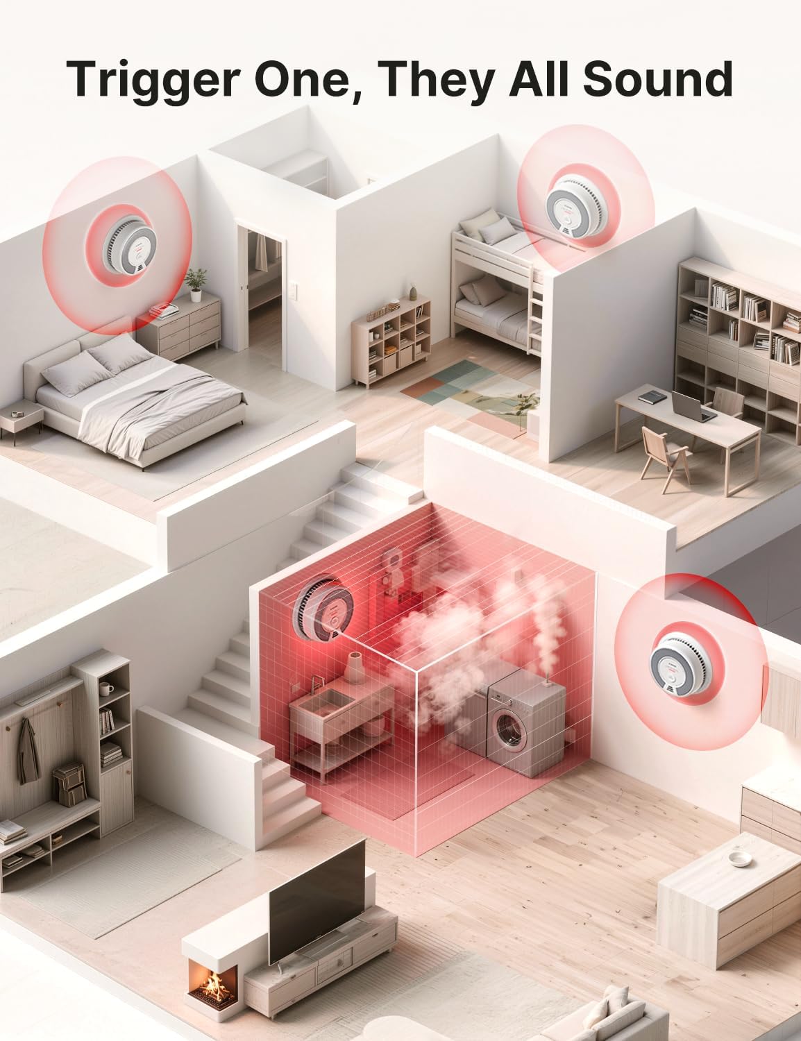 Thumbnail 3 de X-Sense SC06-W 6-Pack Interconnected Smoke and CO Detectors with 10-Year Sealed Battery