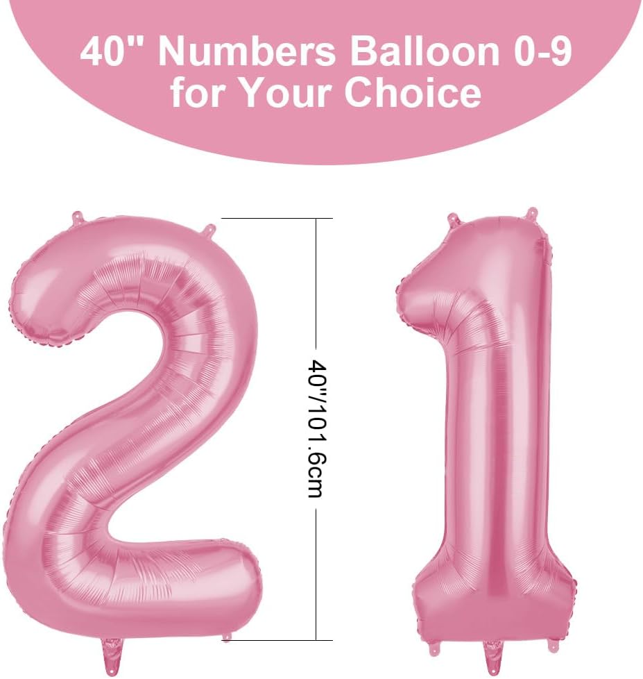 Thumbnail 1 de OFFCUP Luftballon Zahlen 21 in Rosa (2 Stück, 101 cm) als Folienballons zum 21. Geburtstag