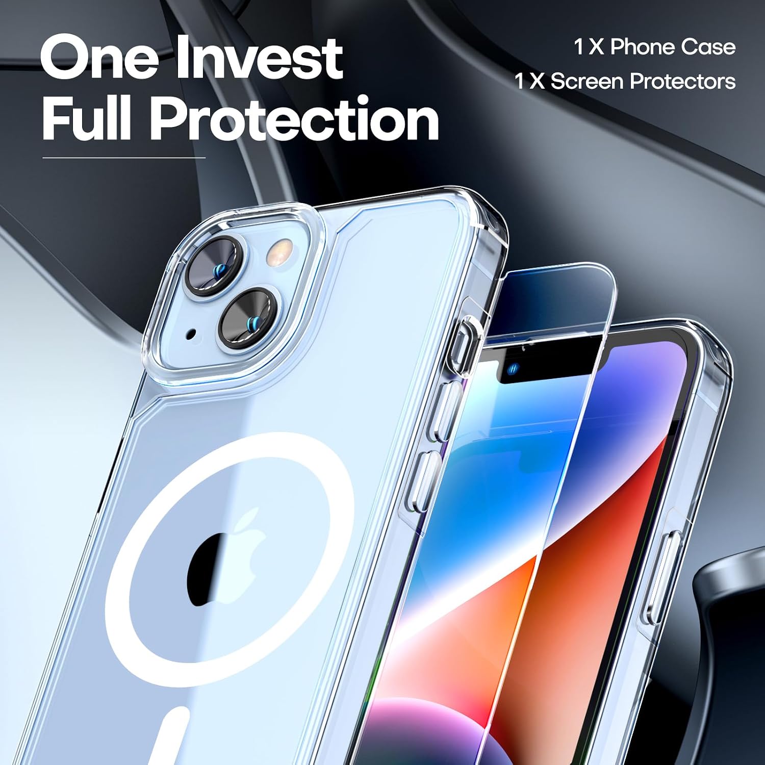 Detalle de TAURI 3-in-1 Magnetic Case for iPhone 14 (Clear) with MagSafe + 2 Screen Protectors