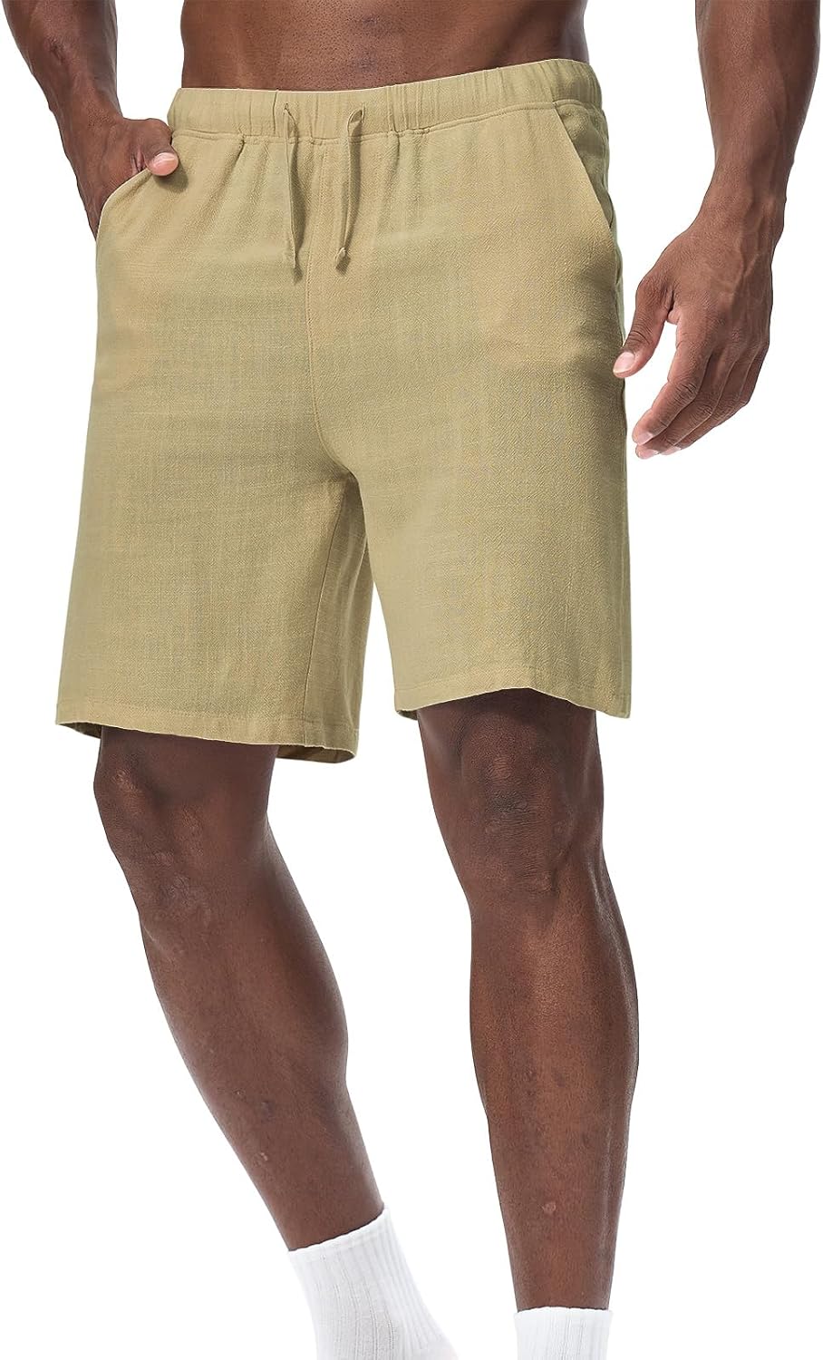 Thumbnail 3 de Zetieny Herren-Leinen-Shorts mit Kordelzug: Sommer-Freizeitshorts mit Taschen