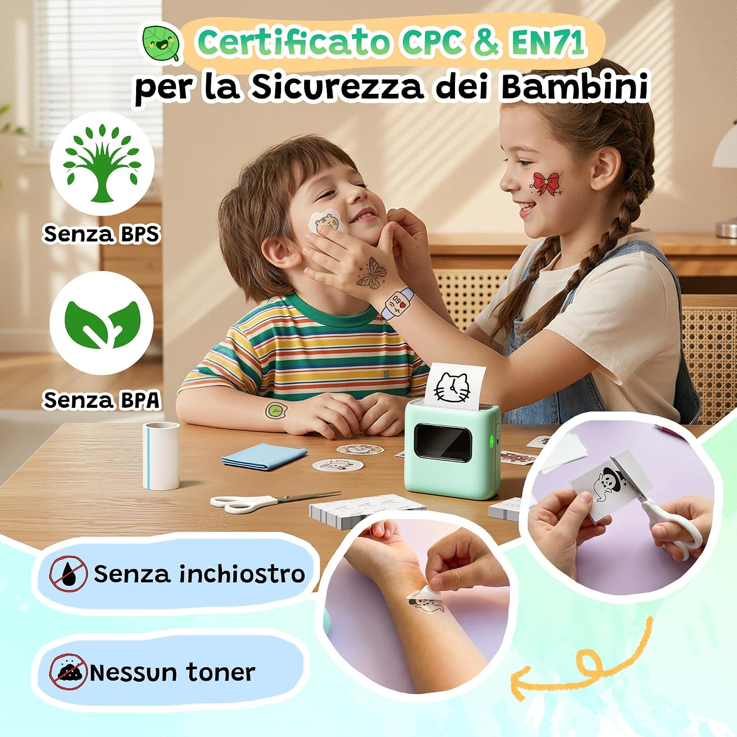 Detalle de TATTMUSE Stampante Tatuaggi per Bambini 40 fogli