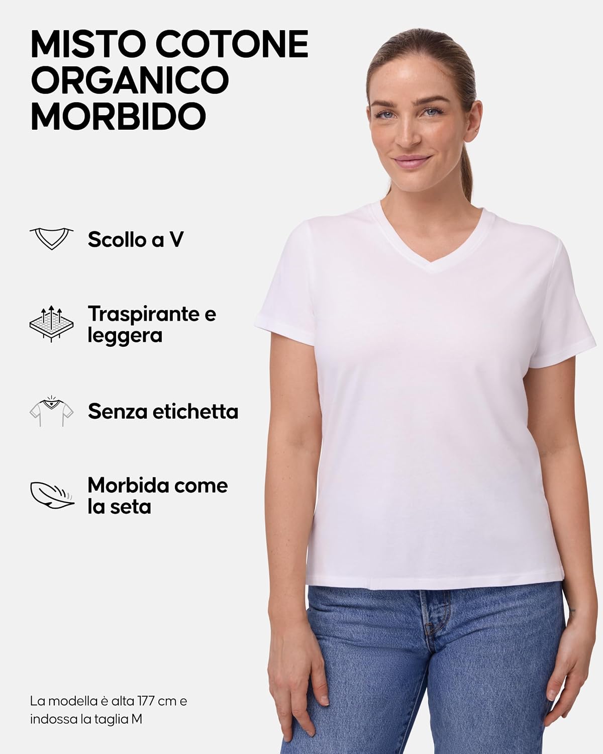 Detalle de DANISH ENDURANCE Maglietta in cotone biologico e modal a mezze maniche (da donna) – Confezione da 2 paia