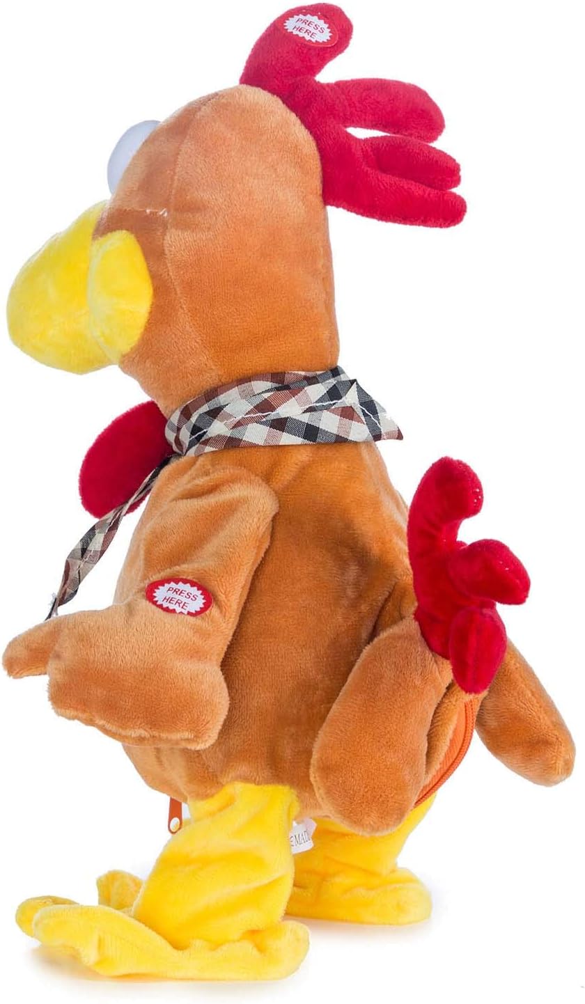 Detalle de GOODS+GADGETS Coq en peluche dansant et parlant : joue une mélodie et voltige sauvagement