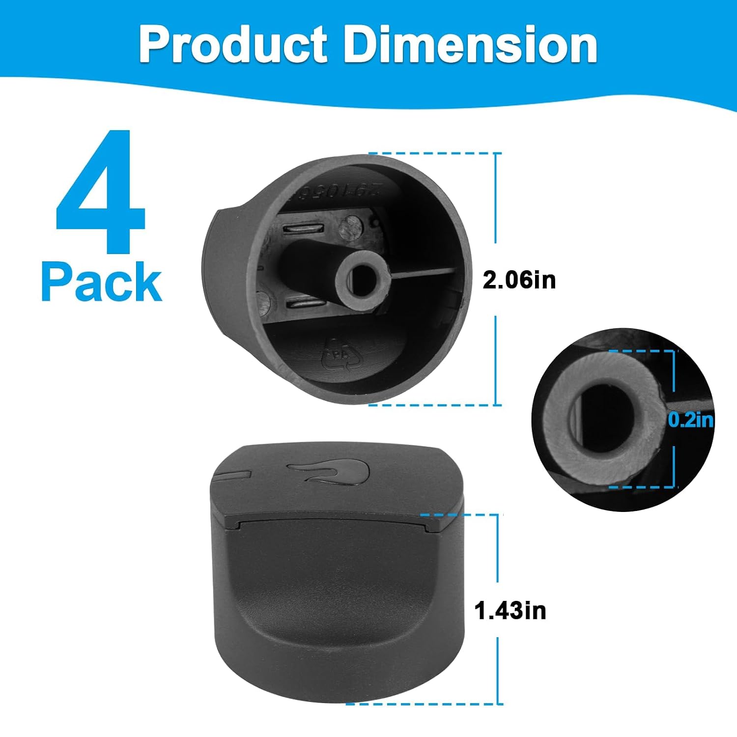 Detalle de Charbroil-compatible grill control knobs, 4-pack