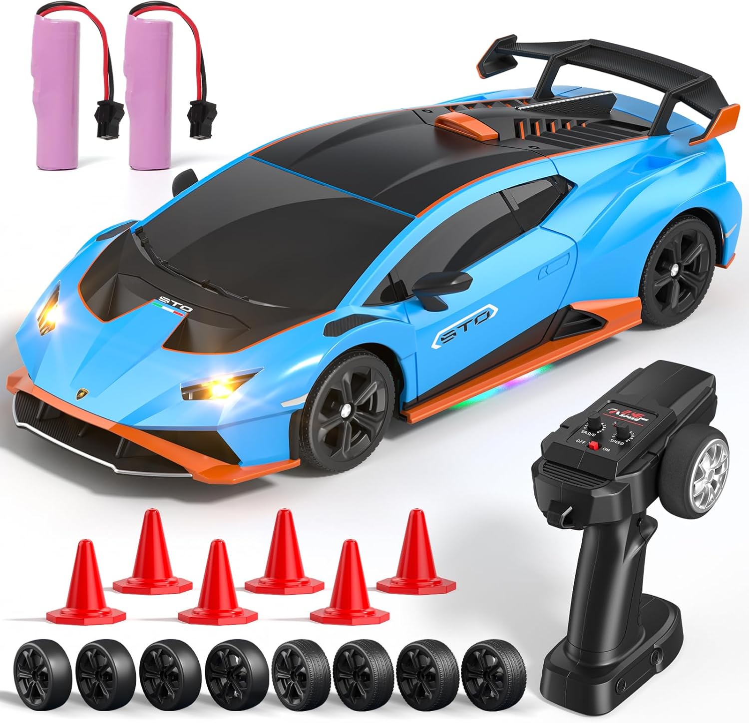 Lamborghini RC Drift Car (1:24) – 4WD mini 4WD remote control drift car with LED lights, 25 km/h