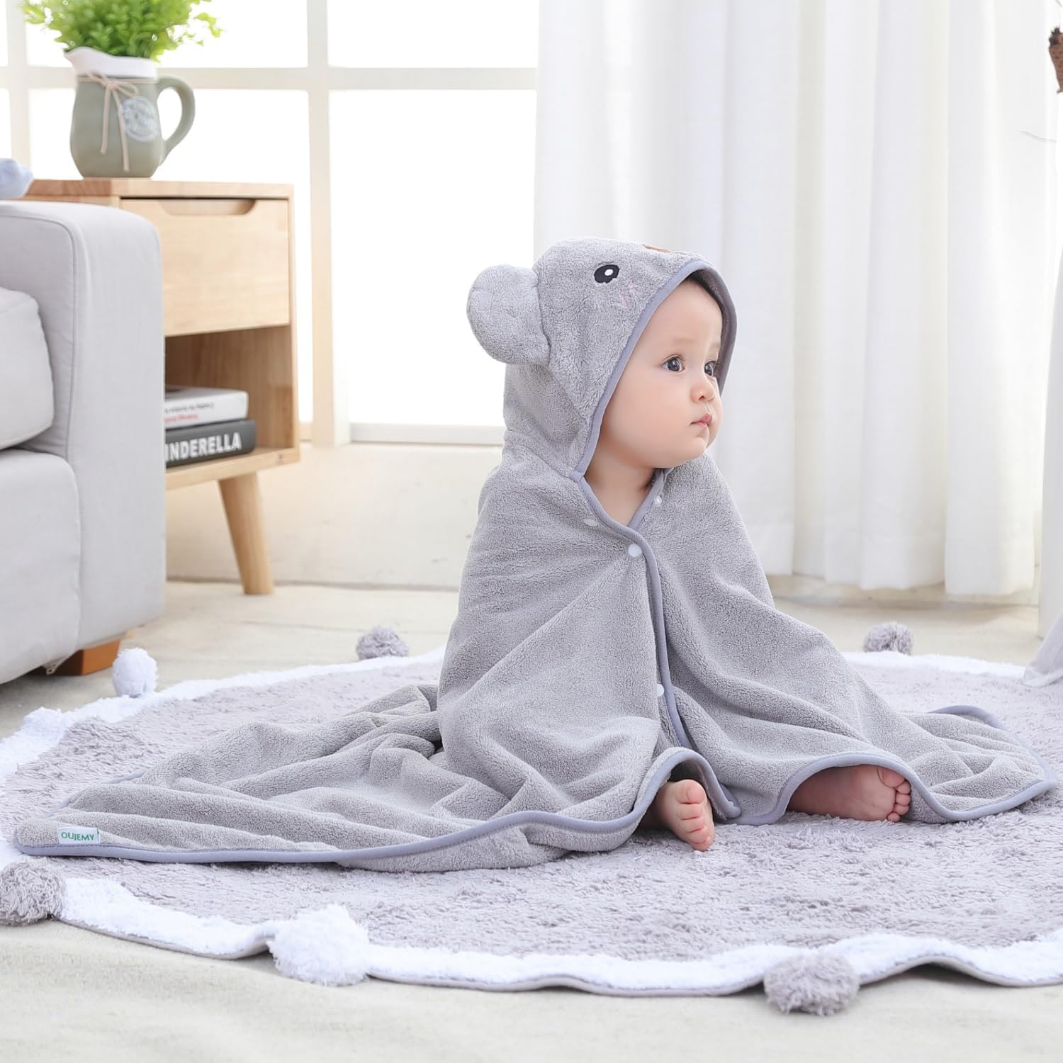 Thumbnail 4 de Hilmocho Baby Hooded Bath Towel with Bear Design (110x68 cm) – Ultra-Soft Coral Velvet for Newborns to 5 Years
