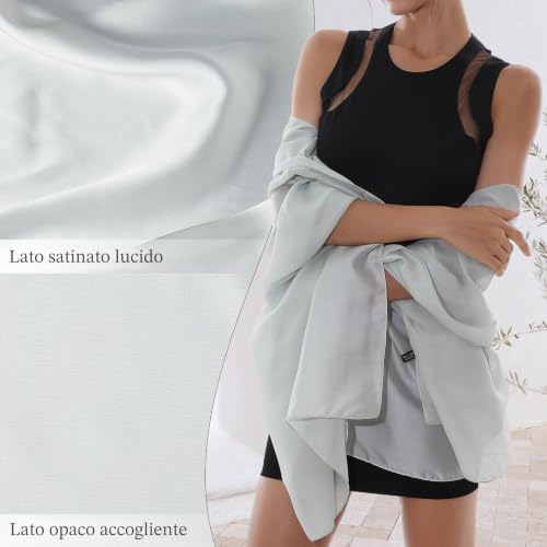 Detalle de RIIQIICHY Foulard Verde: Scialle in Seta Sintetica Leggera da Donna per Cerimonie e Sposa