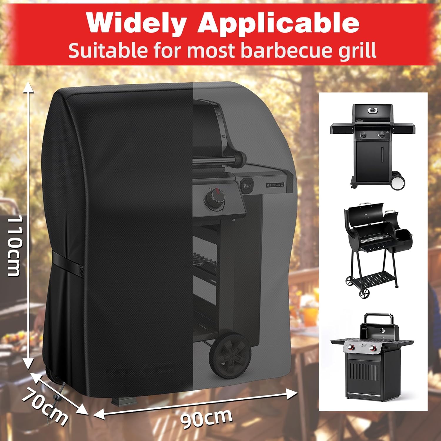 Thumbnail 1 de SPGOOD Grillabdeckung 90x70x110 cm – wetterfest, wasserdicht und robust